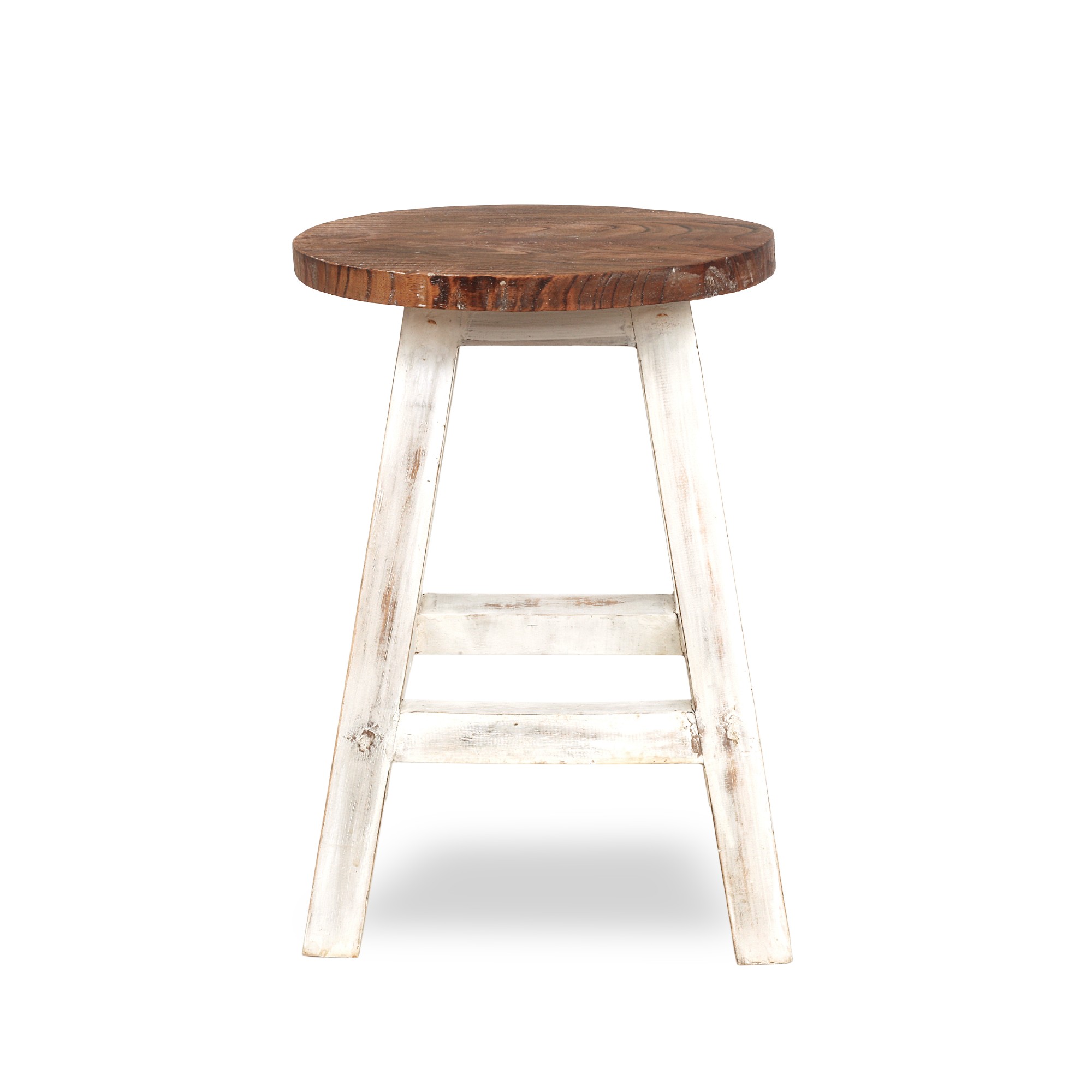 Hocker 'Mansan', weiß, natur, H 48 cm, Ø 30 cm