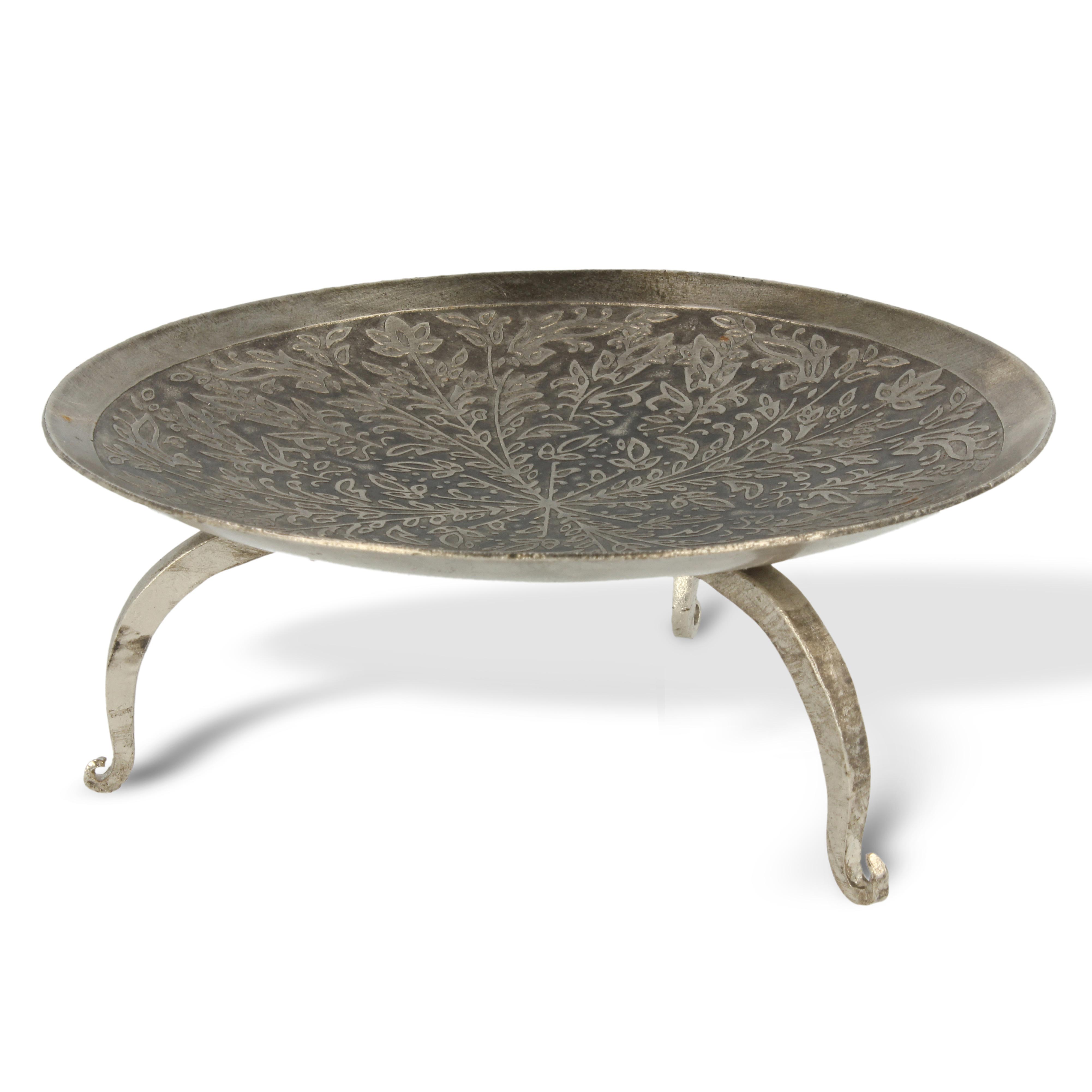 Teller rund mit Standfüßen, silber, H 6 cm, Ø 15 cm