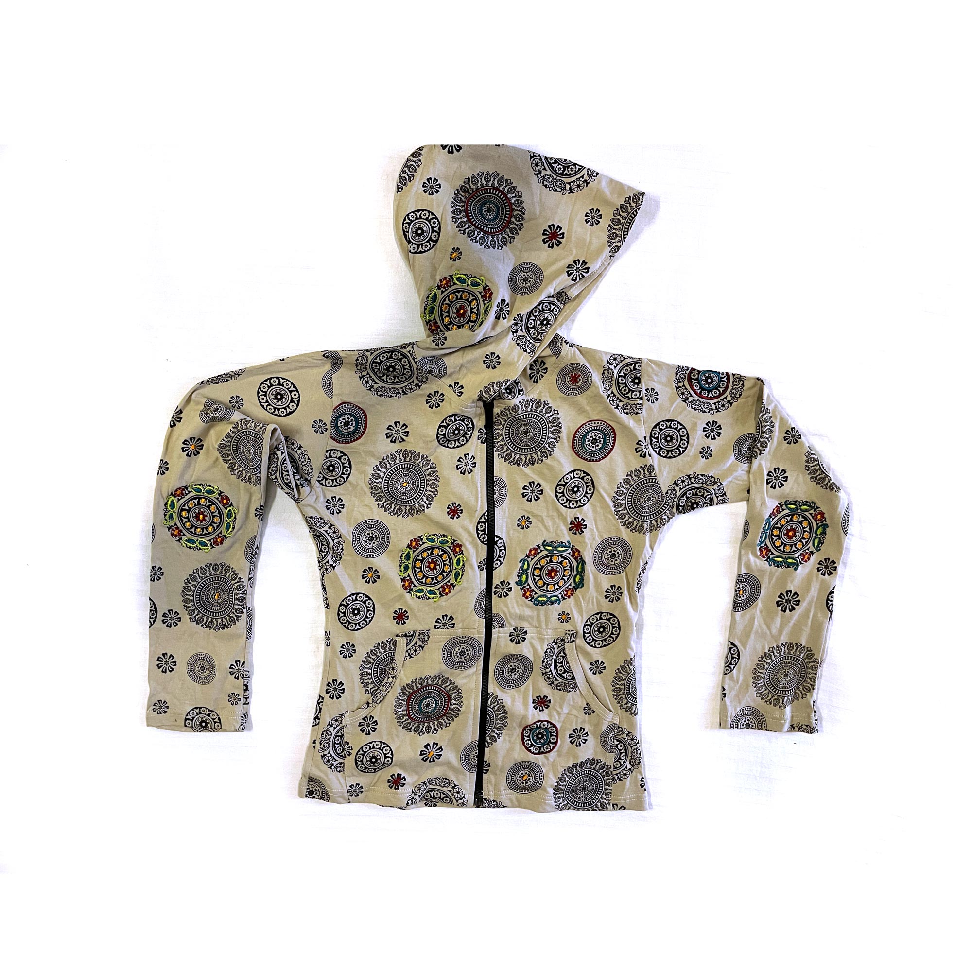 Kapuzenjacke gemustert, weiß-multicolor