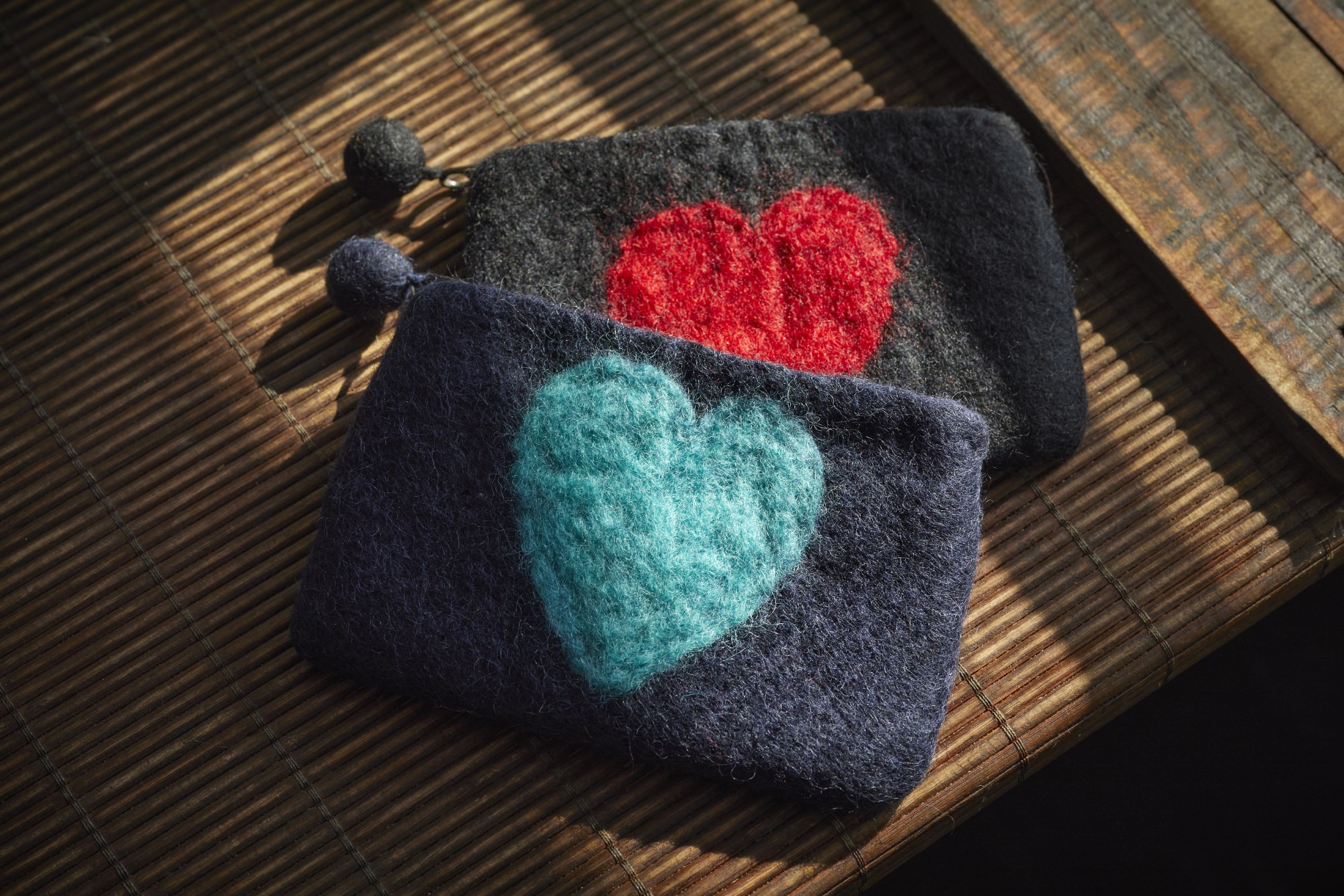 Filz-Etui 'Herz' mit Zipper, blau, B 16 cm, H 10 cm