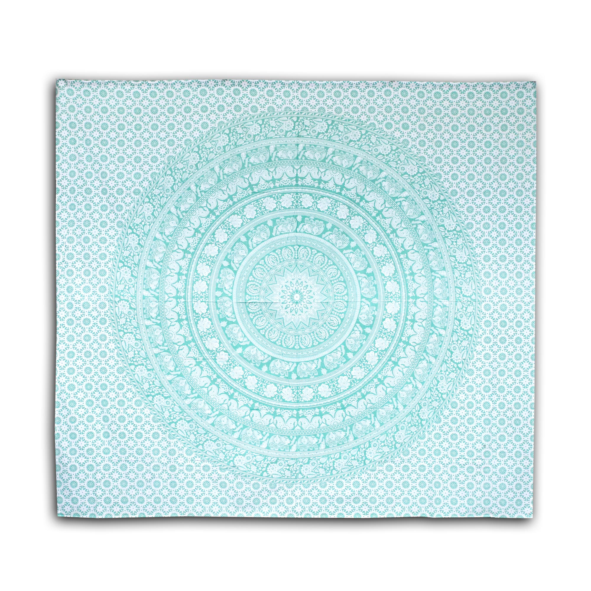 Tagesdecke 'Mandala', hellgrün, weiß, L 240 cm, B 213 cm