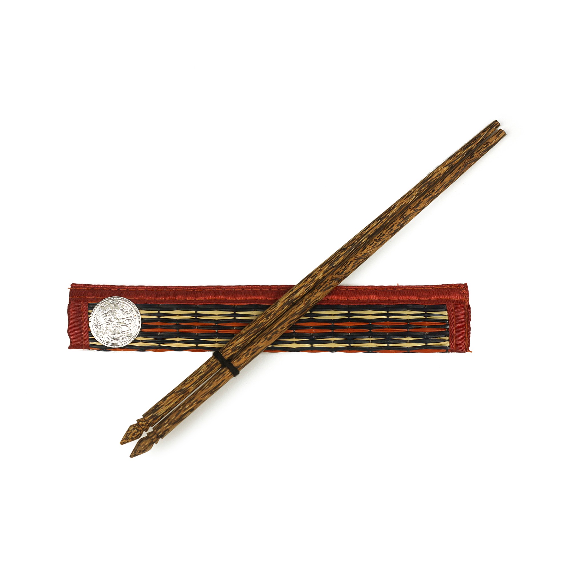 Essstäbchen 'Elefant', Palmholz, in Köcher, rot, L 25 cm