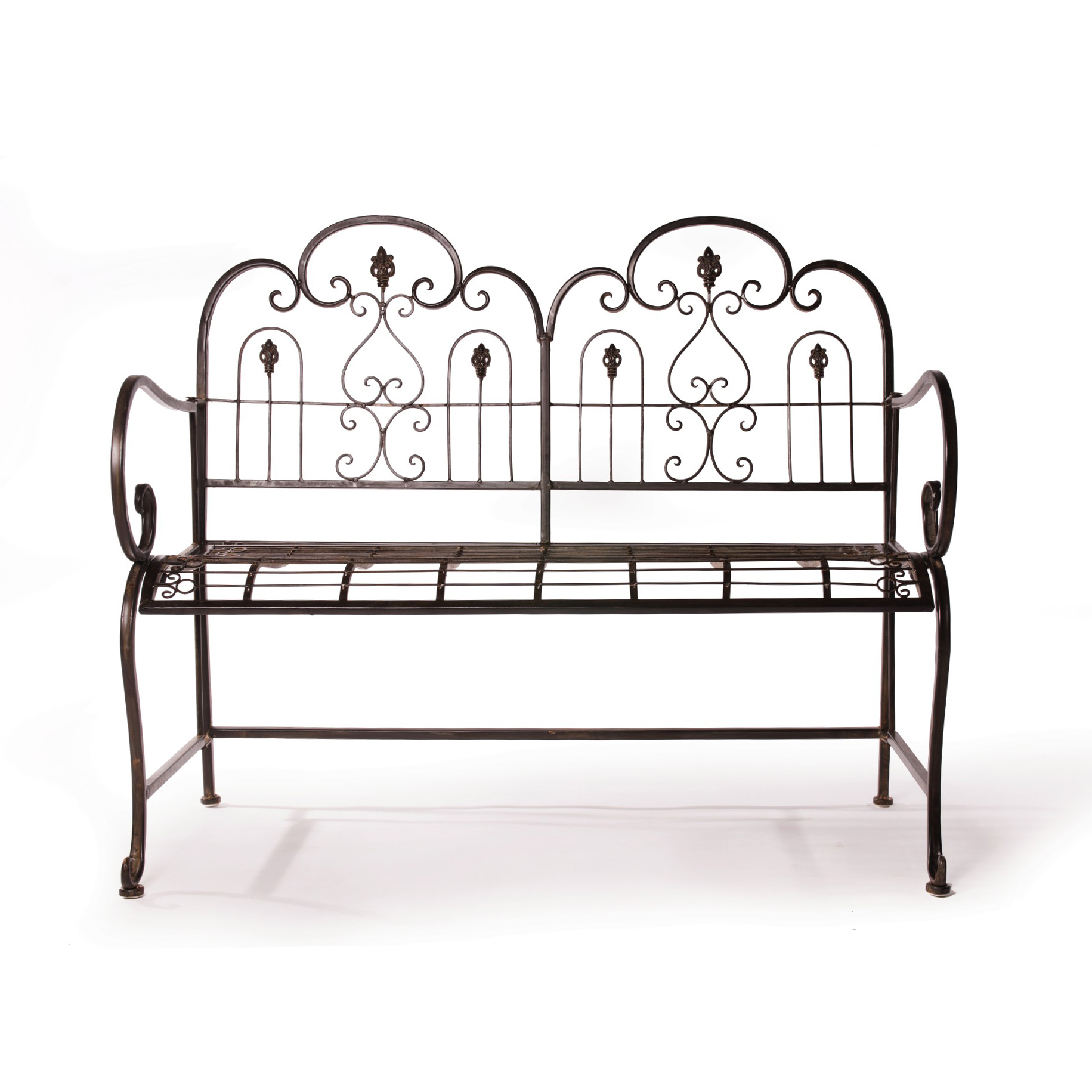 Gartenbank 'Pascal' aus Metall, antik-braun, L 109 cm, B 154 cm, H 82 cm