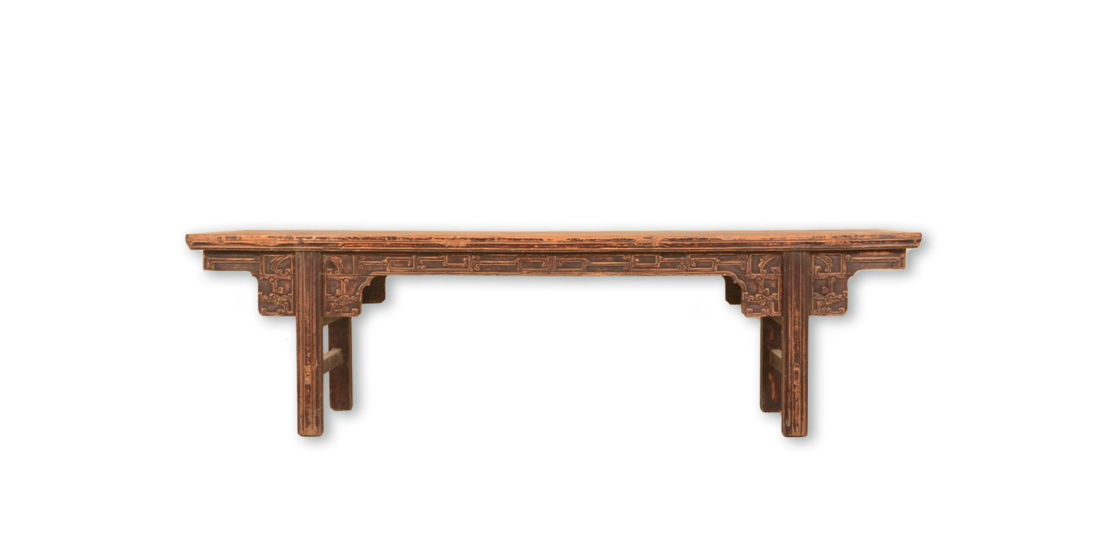 Sitzbank-Einzelstück, mit Schnitzereien, B 193 cm, L 42 cm, H 54 cm