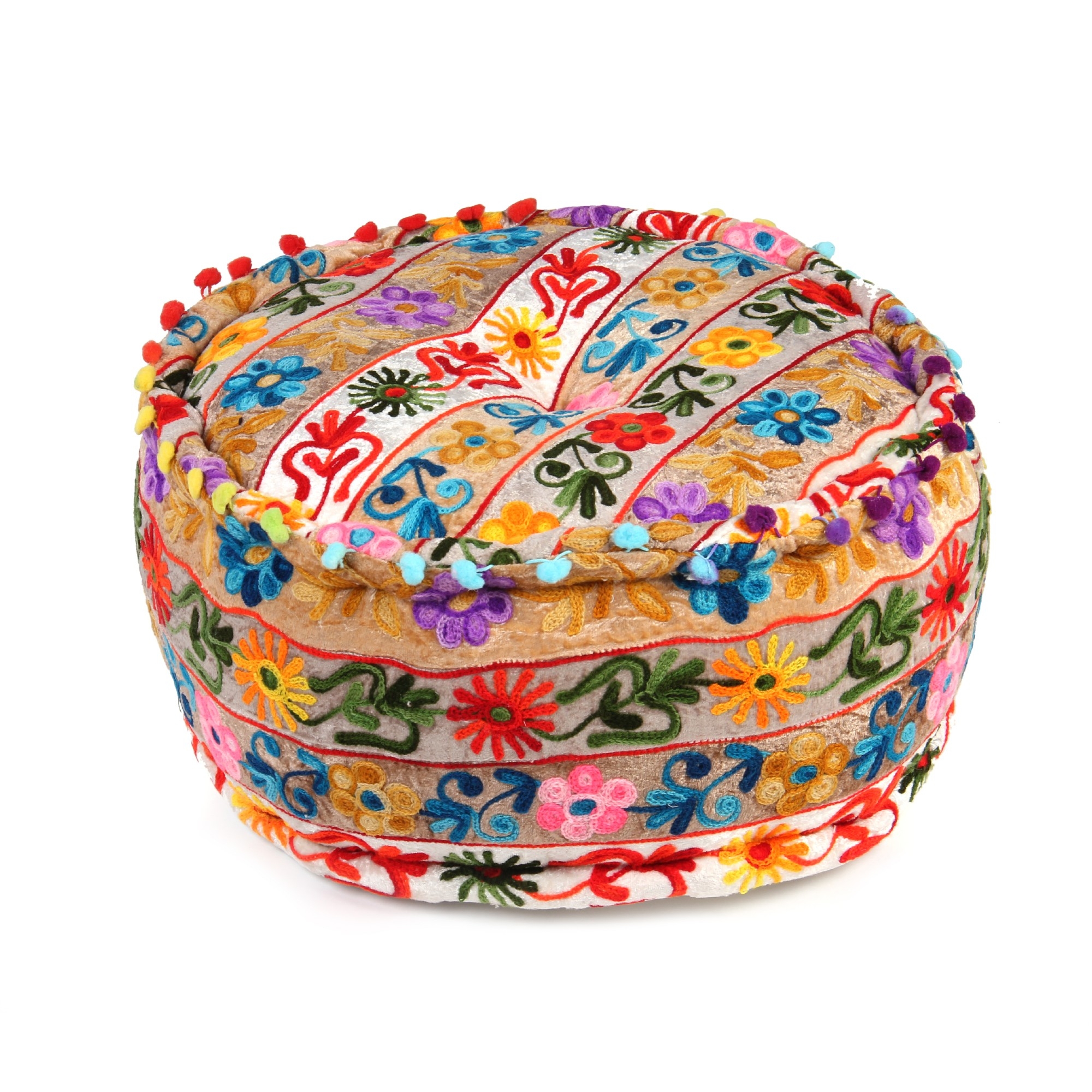 Patchwork-Sitzpouf 'Gaya', multicolor, Ø 40 cm, H 20 cm