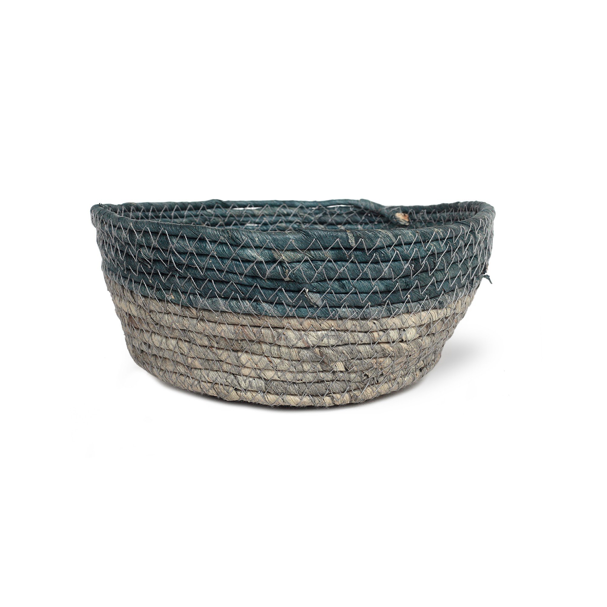 Korb 'Bella' M, türkisgrün, grau, Ø 22 cm, H 9 cm