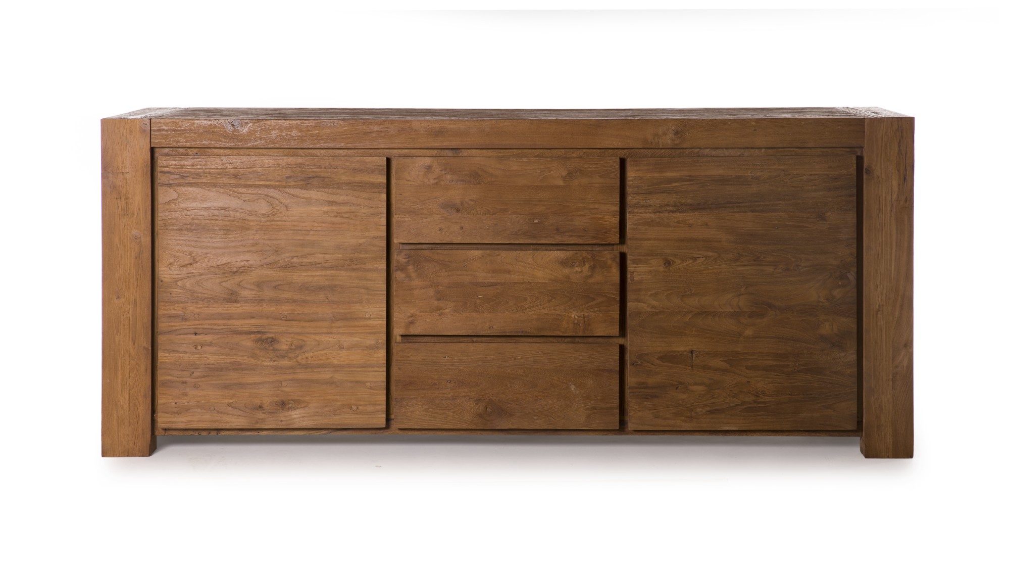 Sideboard aus Teak, 2 Türen, 3 Schubladen, braun, T 50 cm, B 200 cm, H 85 cm