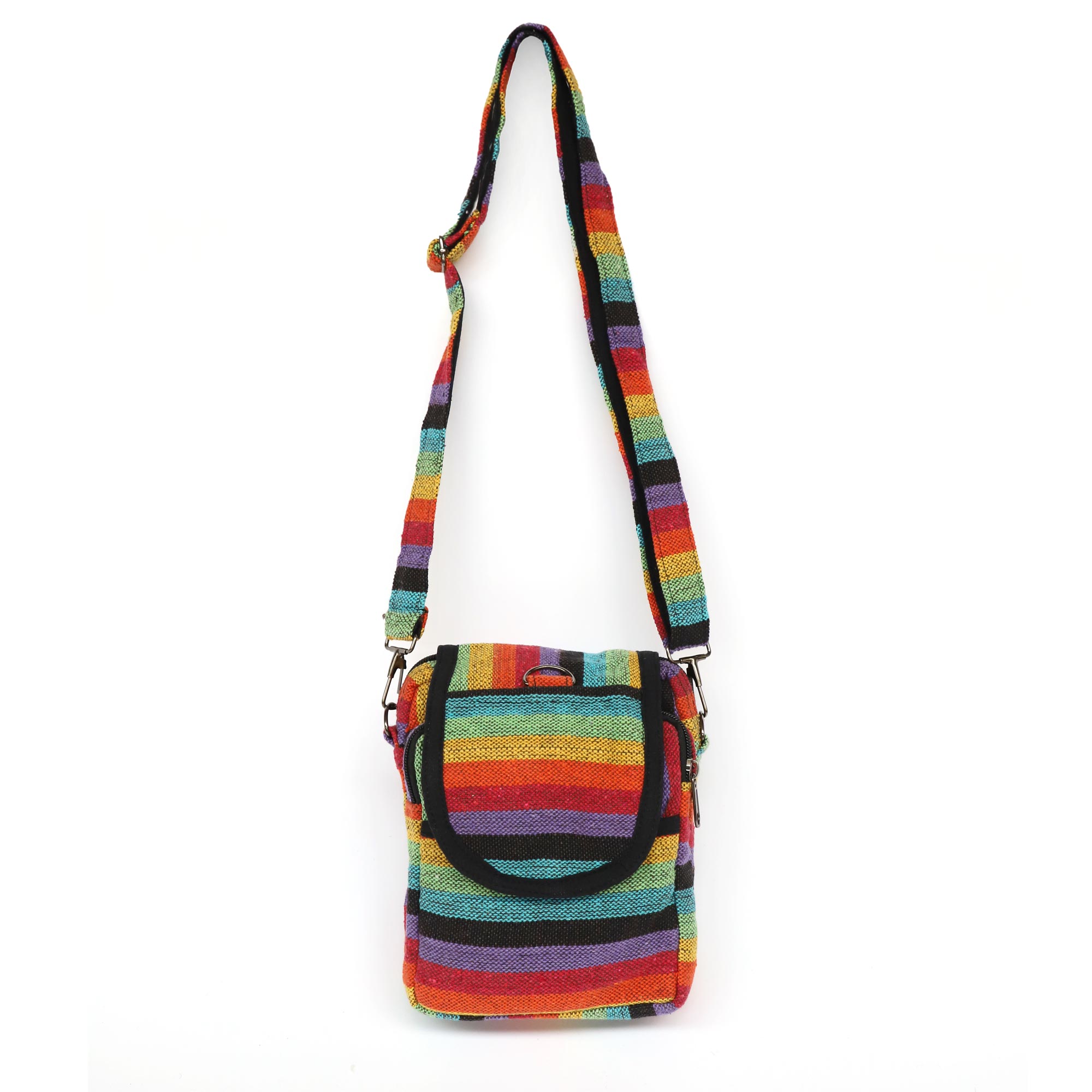 Umhängetasche 'Rainbow' aus Baumwolljacquard, multicolor, H 22 cm, B 15 cm, L 7 cm