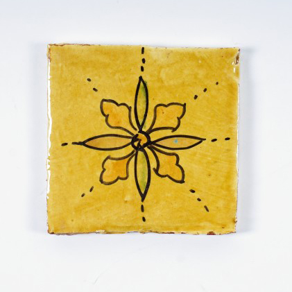 Fliese 'Fleur Carée', gelb, L 10 cm, B 10 cm