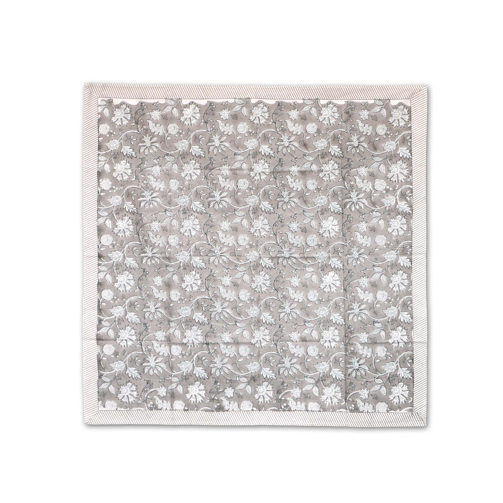 Tischdecke mit Blumenmuster, beige, weiß, L 100 cm, B 100 cm