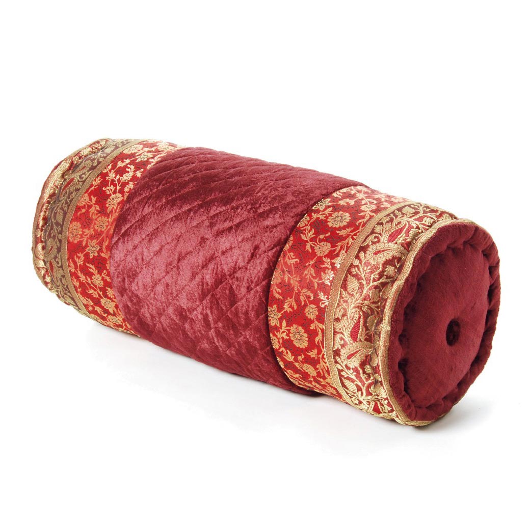 Kissenrolle, weinrot/gold, B 52 cm, Ø 20 cm