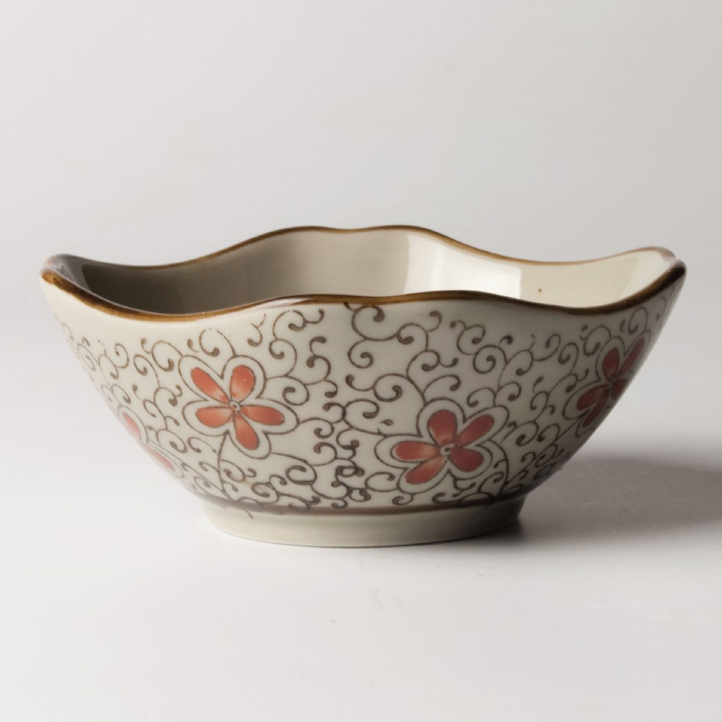 Schale 'Blüte', rot, braun, Ø 11,5 cm, H 5 cm