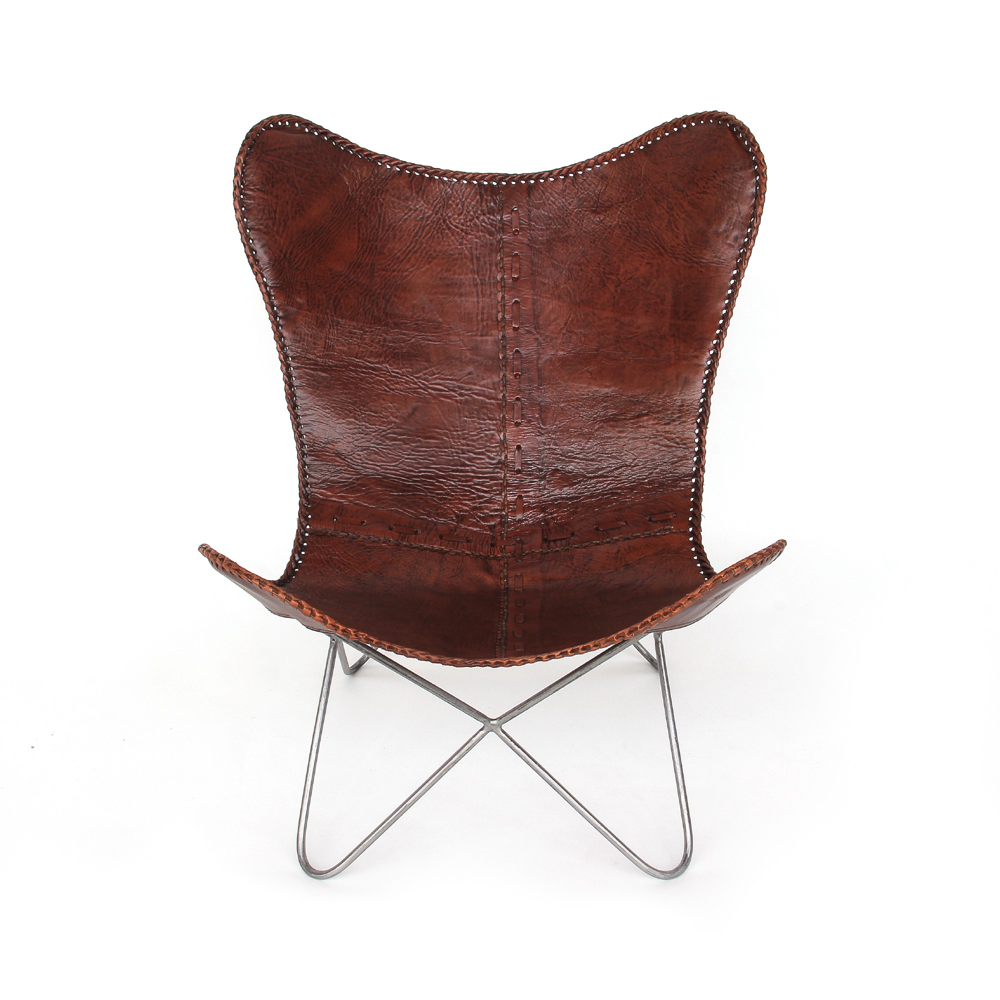 Lounger 'Max', cognac, vernickelt, T 76 cm, B 70 cm, H 90 cm