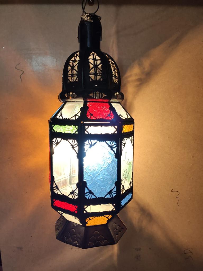 Metalllaterne 'Tichka', multicolor, H 46 cm, Ø 17 cm