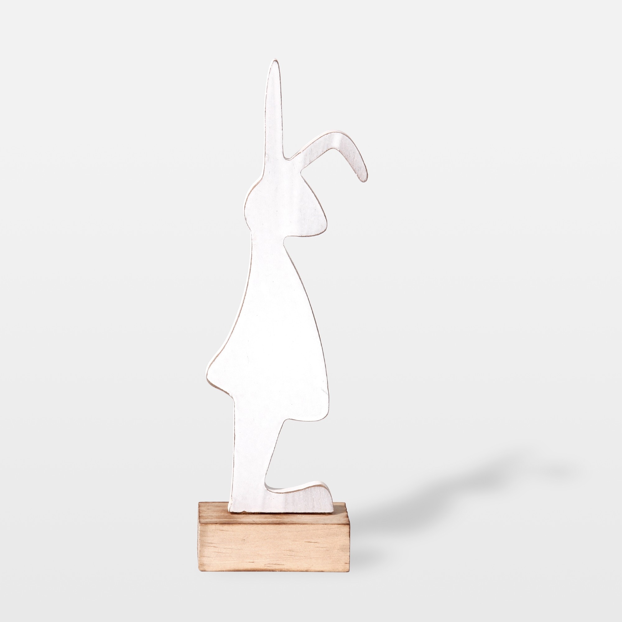 Holzhase 'Susi', weiß, natur, H 19 cm, B 6 cm, L 4 cm