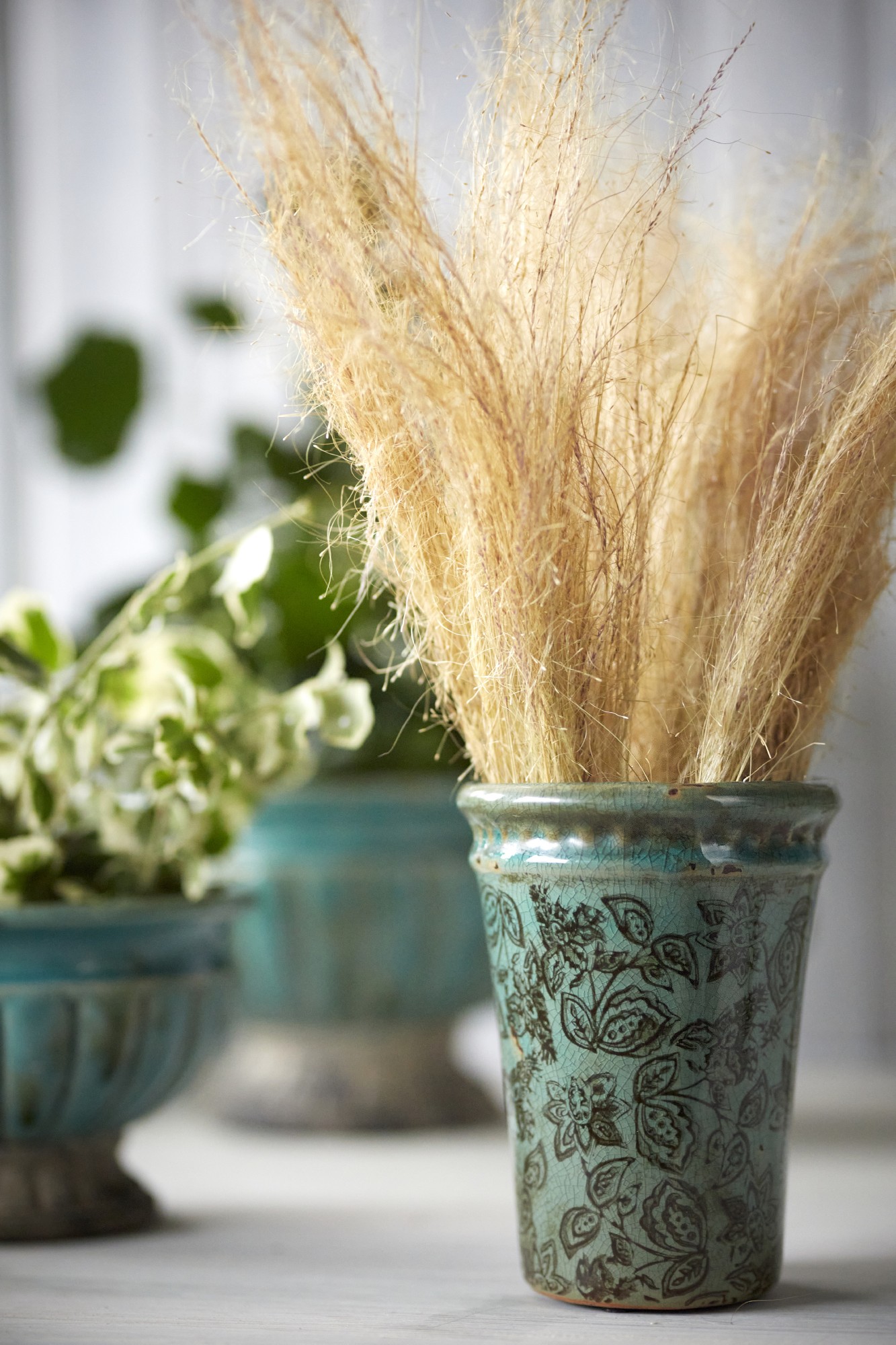 Pflanztopf 'Chinois' M im Vintagelook, antik-grün, H 16,5 cm, Ø 13 cm