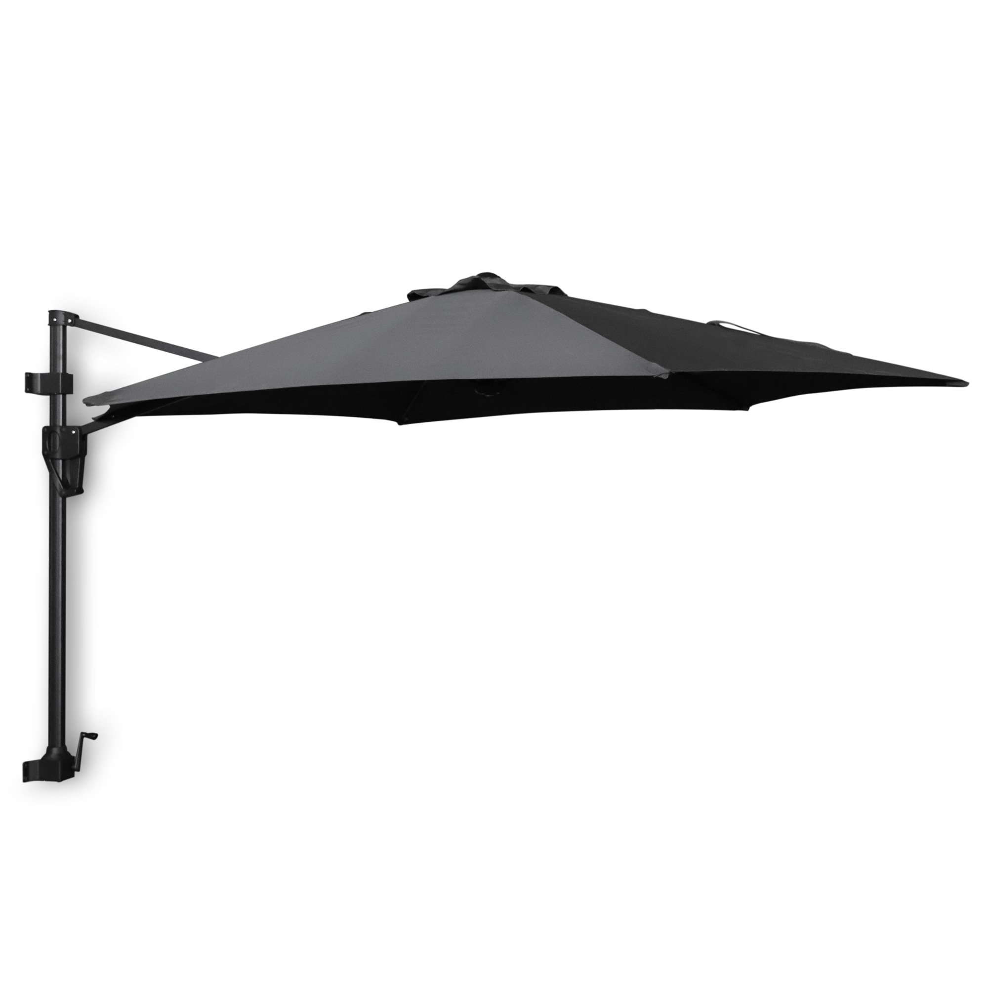 Sonnenschirm 'Trevor' zur Wandbefestigung, dunkelgrau, L 300 cm, B 250 cm, H 231 cm