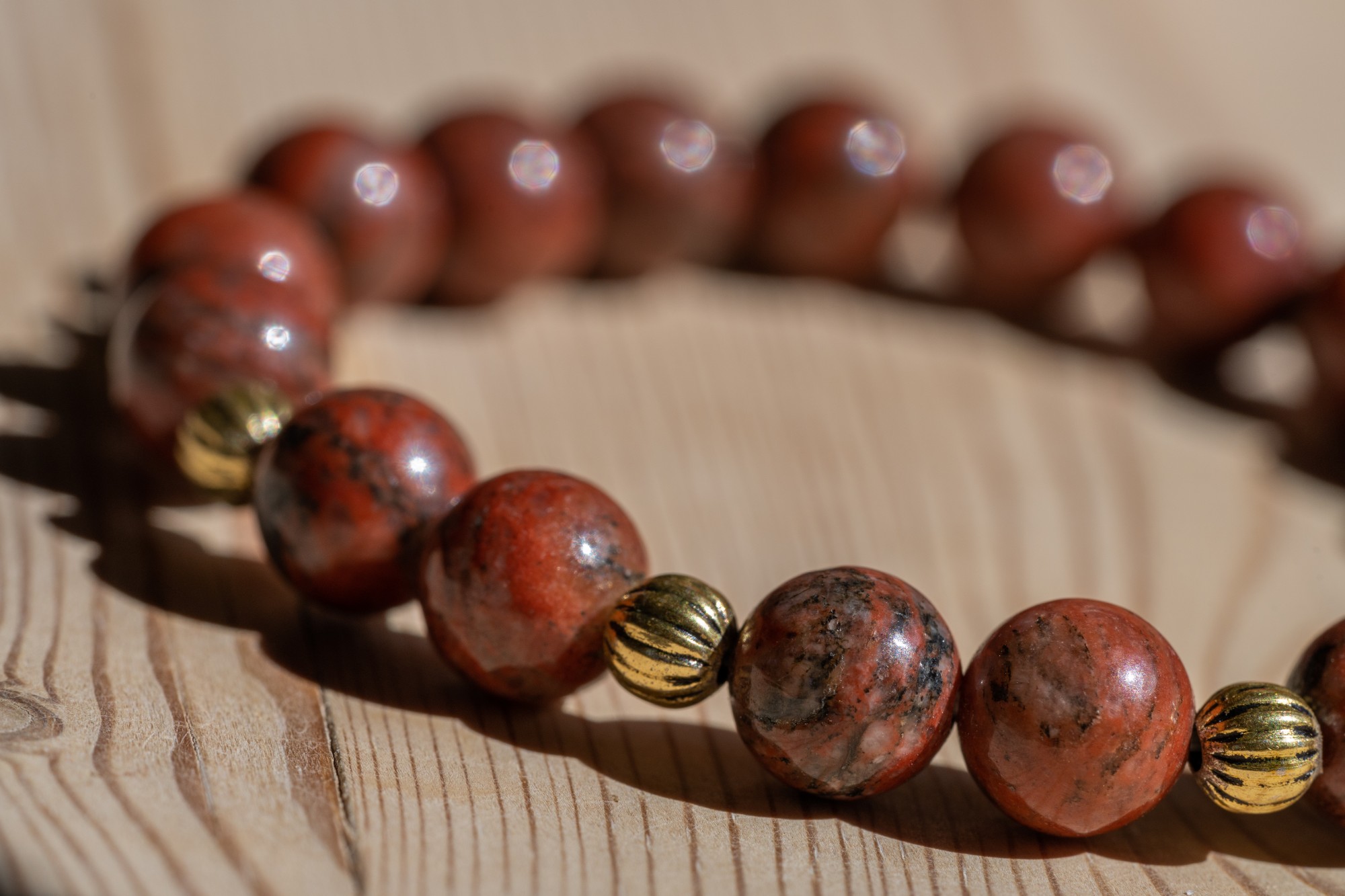 Armband 'Jaspis', Jaspis- und Messing-Perlen in Geschenkbox