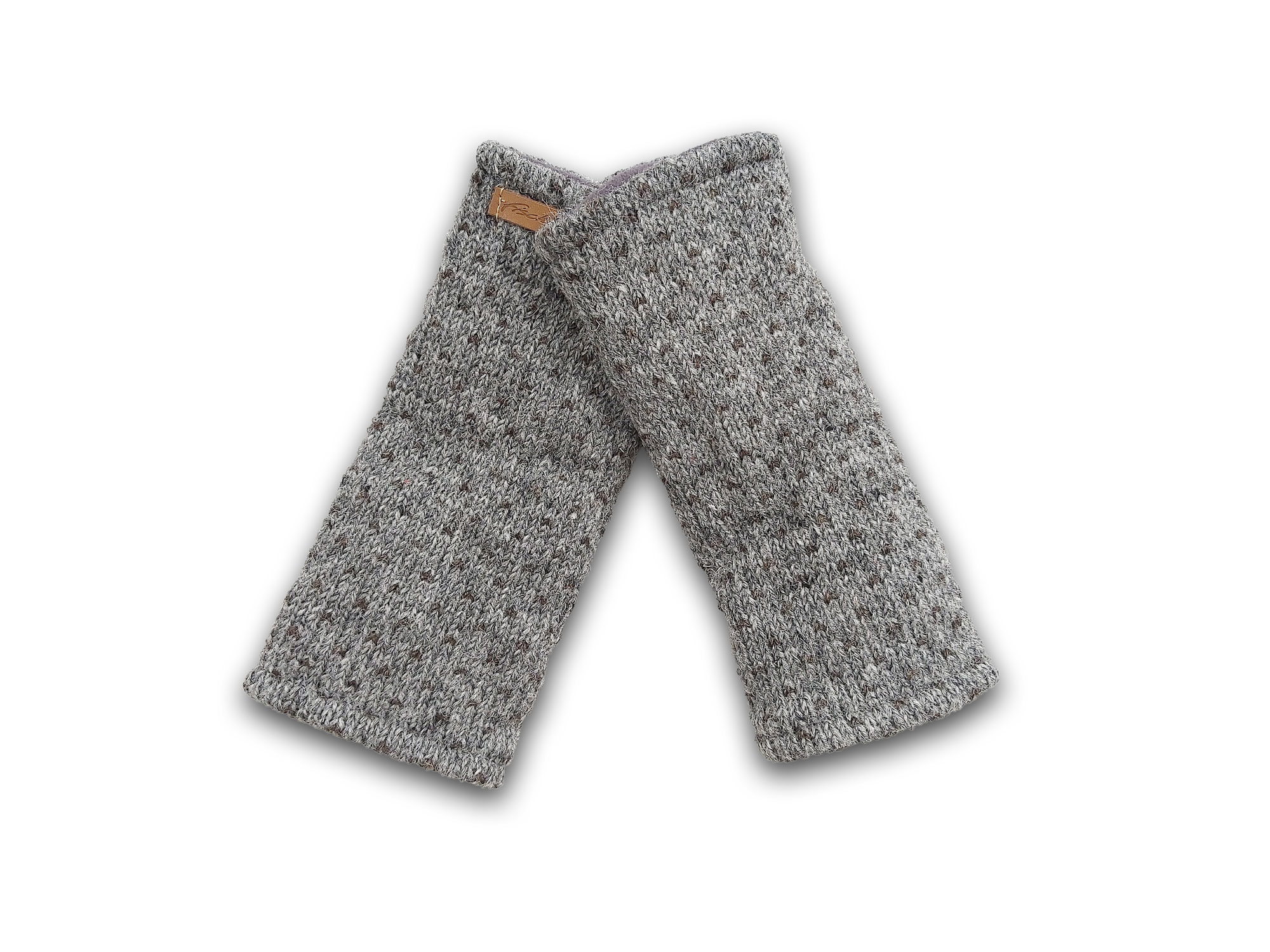 Pulswärmer, hellgrau, handgestrickt in Nepal