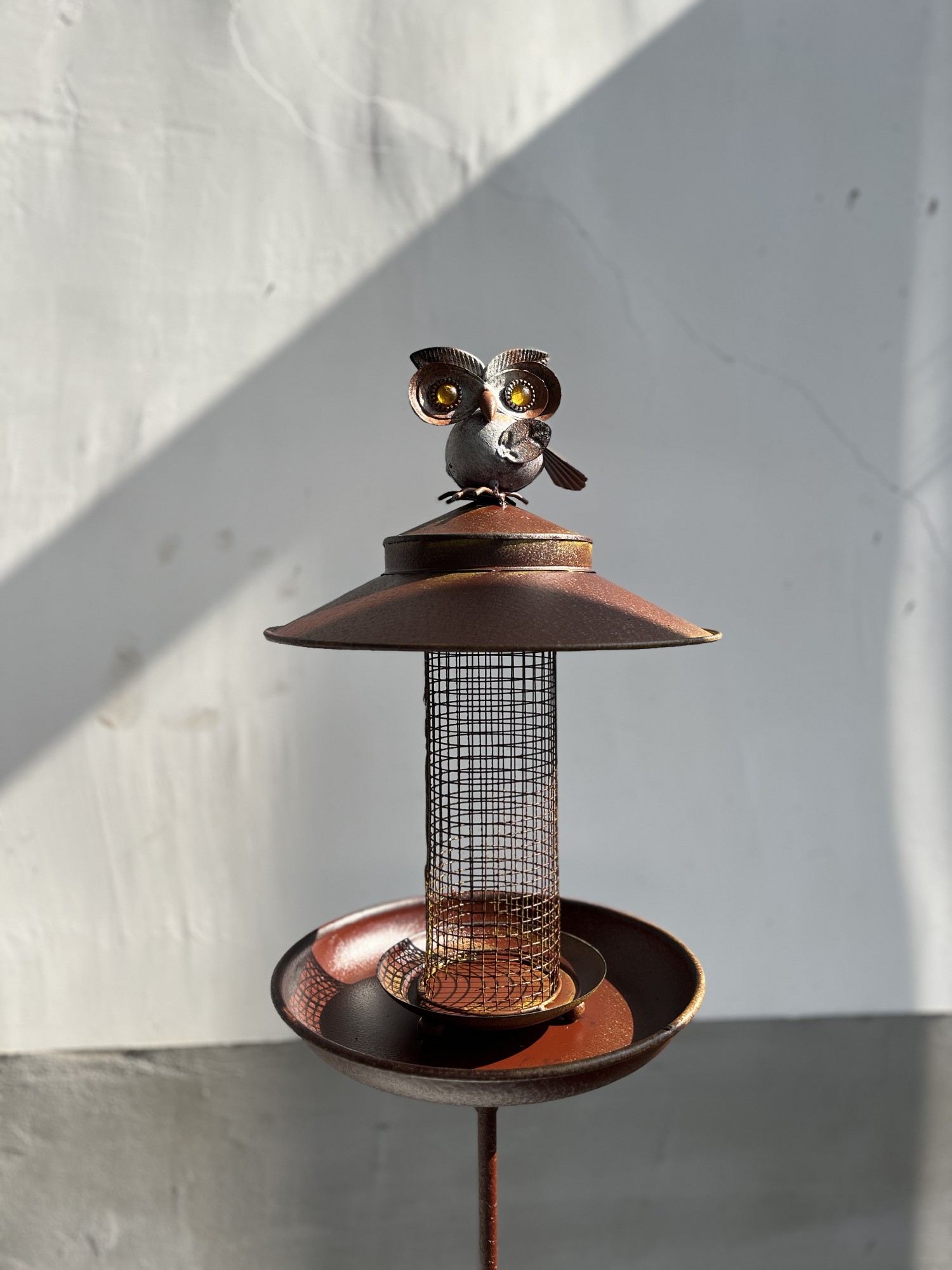 Vogelfuttersilo 'Uhu', rostbraun, Ø 21,5 cm, H 128 cm