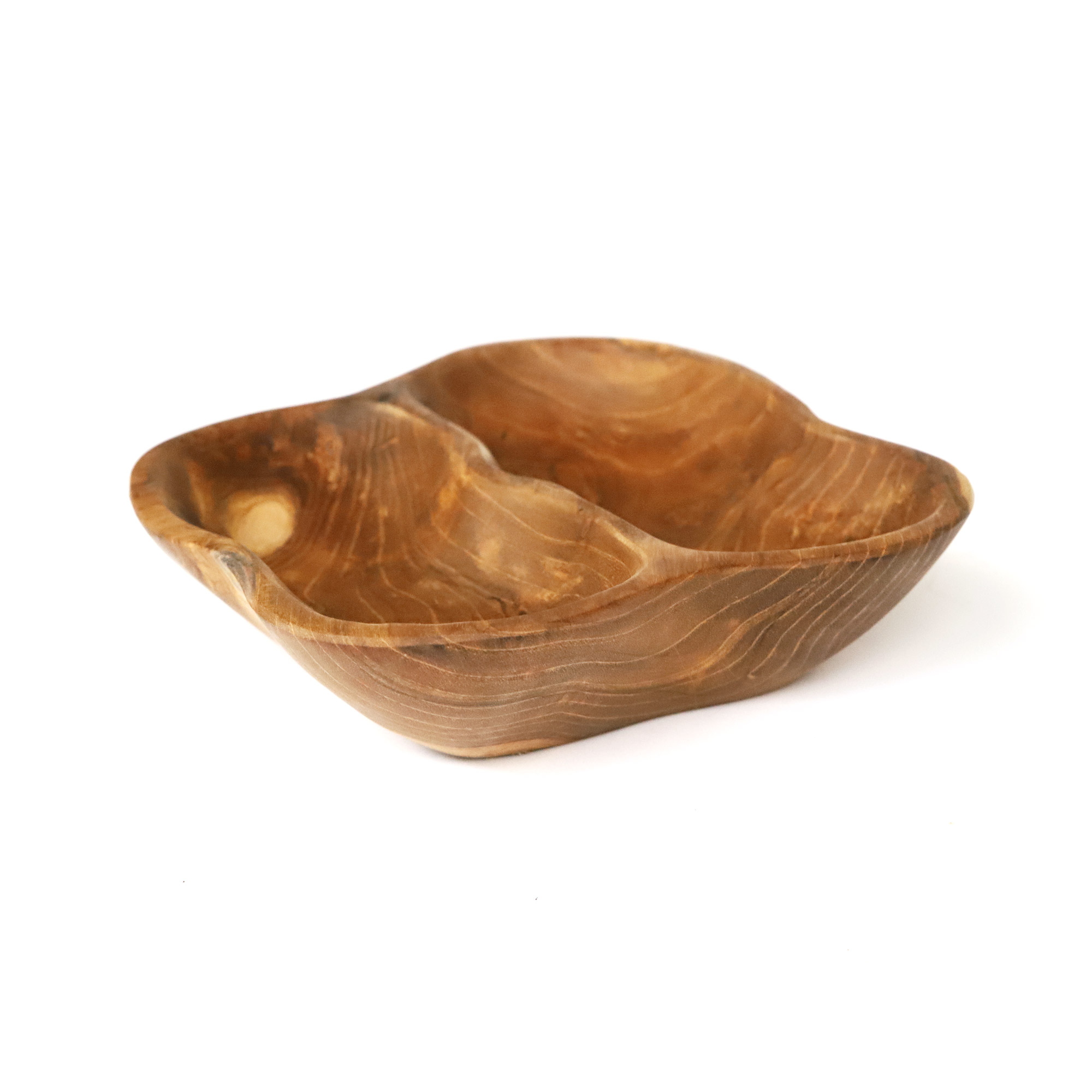 Schale 'Twin' aus Teakholz, natur, T 25 cm, B 25 cm, H 5 cm