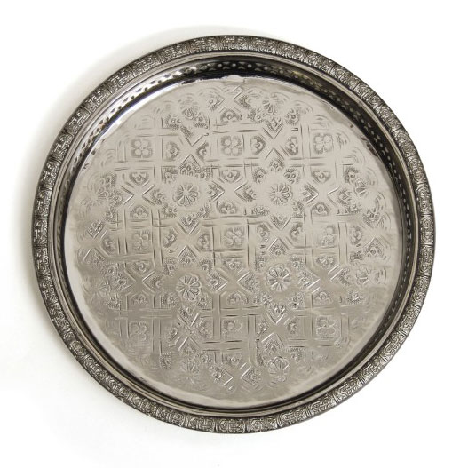 Marokkanisches Teetablett, silber, Ø 27 cm