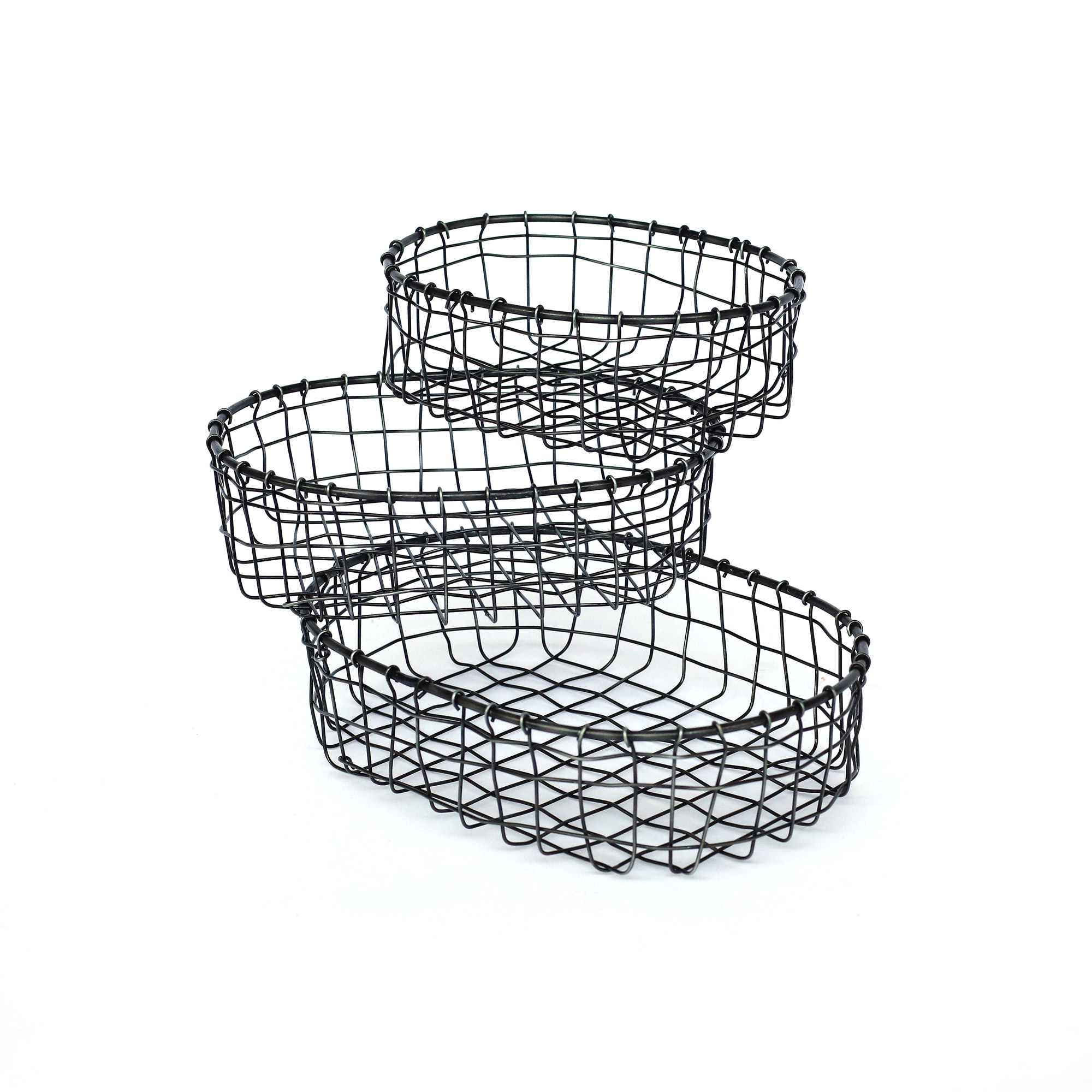 3er-Set Drahtkörbe oval