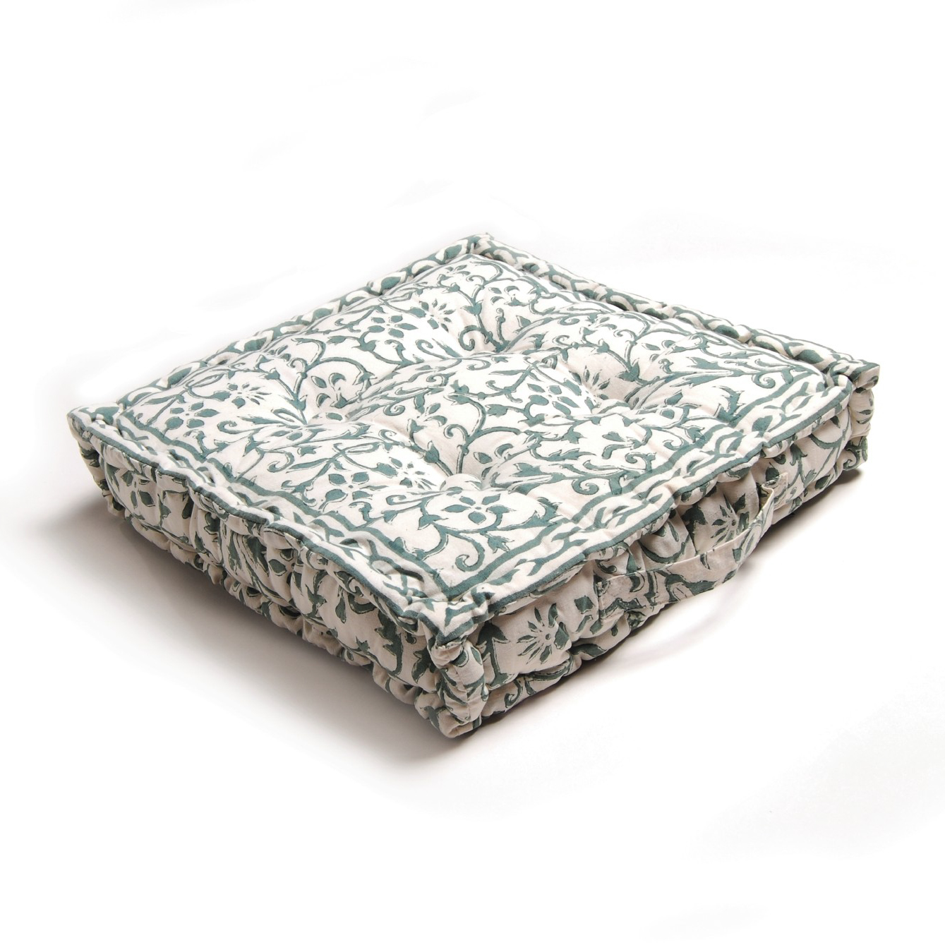 Sitzkissen 'Faiza', grün, weiß, L 40 cm, B 40 cm, H 8 cm