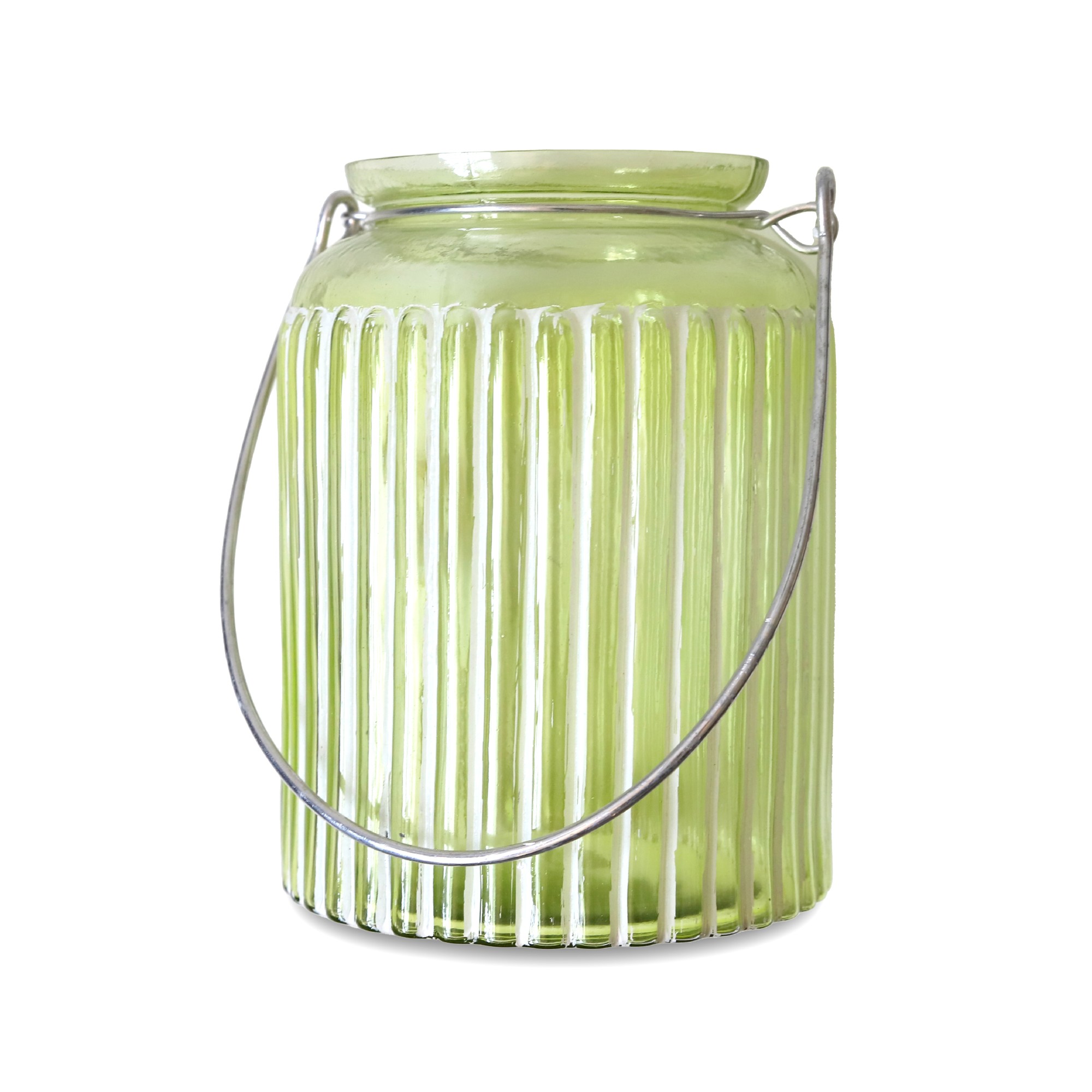 Glas-Windlicht, grün, Ø 15 cm, H 22 cm
