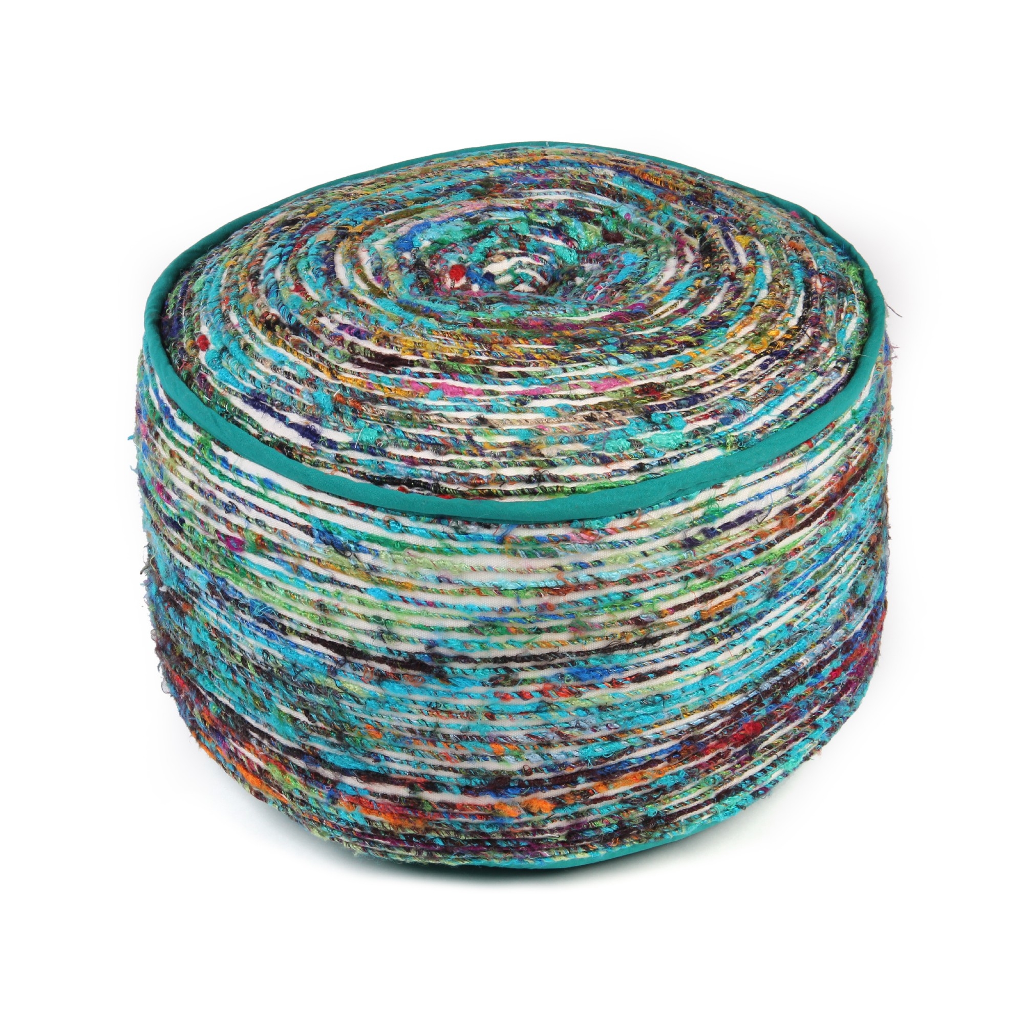 Sitzpouf 'Circle', türkis, multicolor, Ø 40 cm, H 20 cm