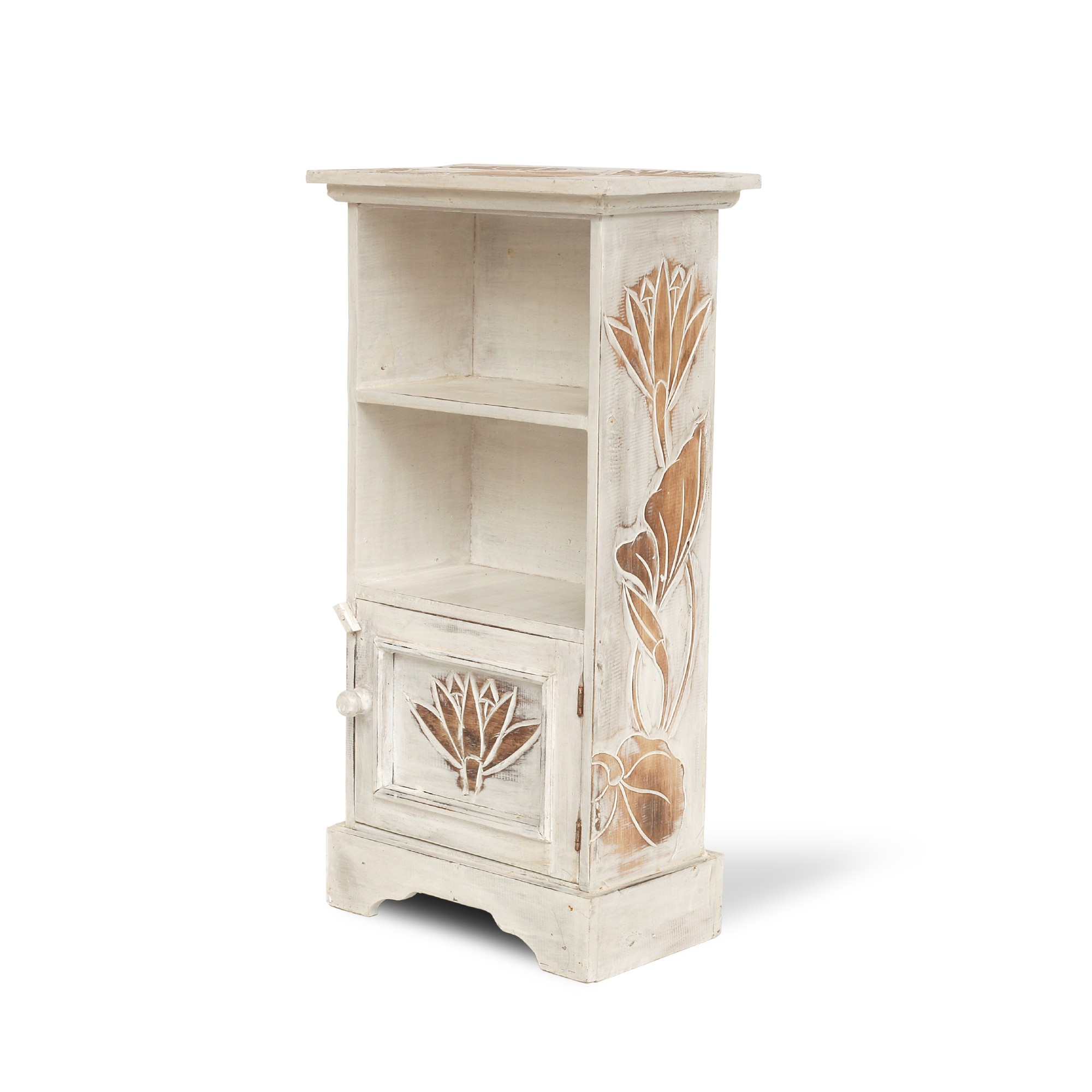 Regal 'Seelilie', whitewash, 1 Tür, H 70 cm, B 35 cm, T 21 cm