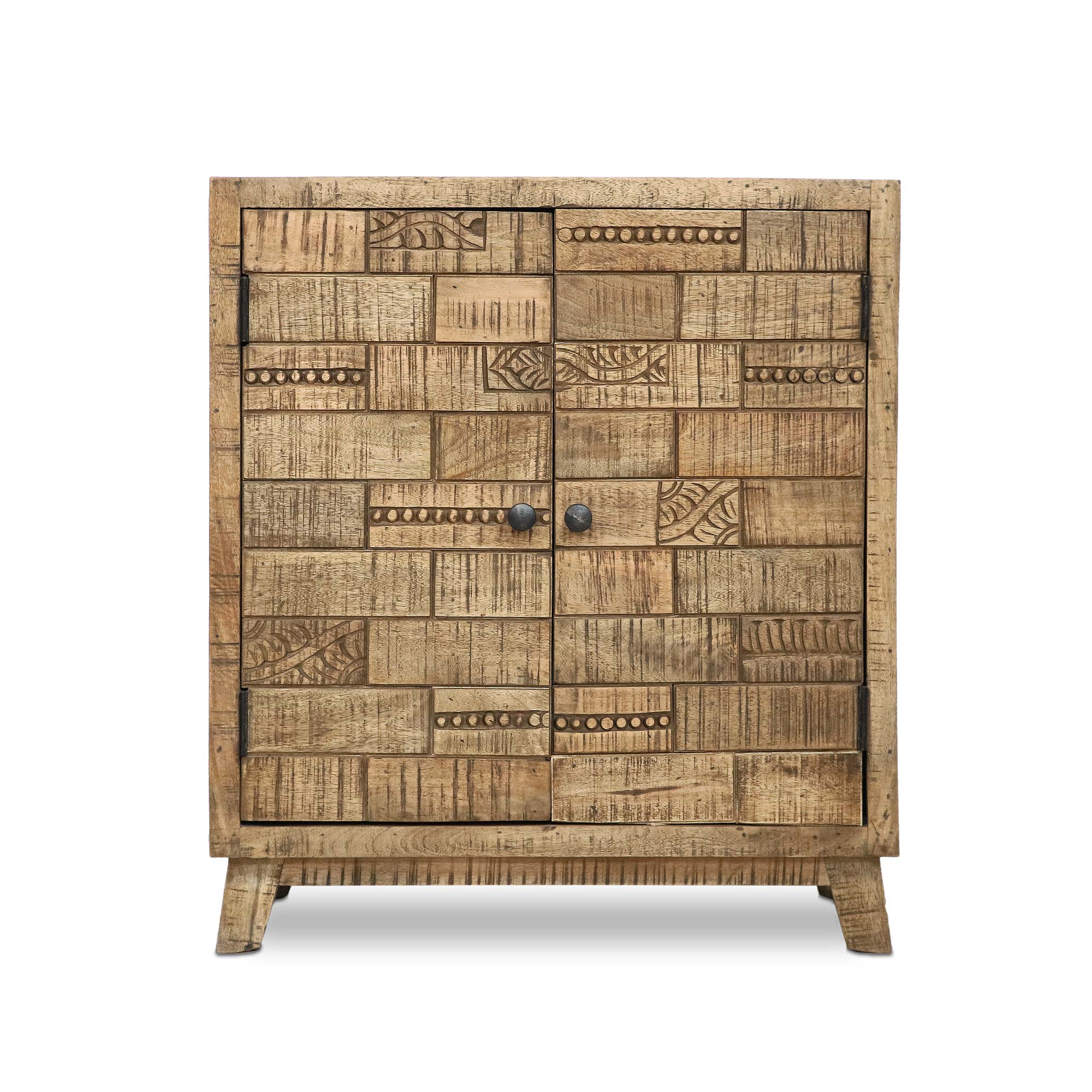 Schrank ‚Drefferson‘ aus Mangoholz, natur, B 70 cm, H 80 cm, L 37 cm