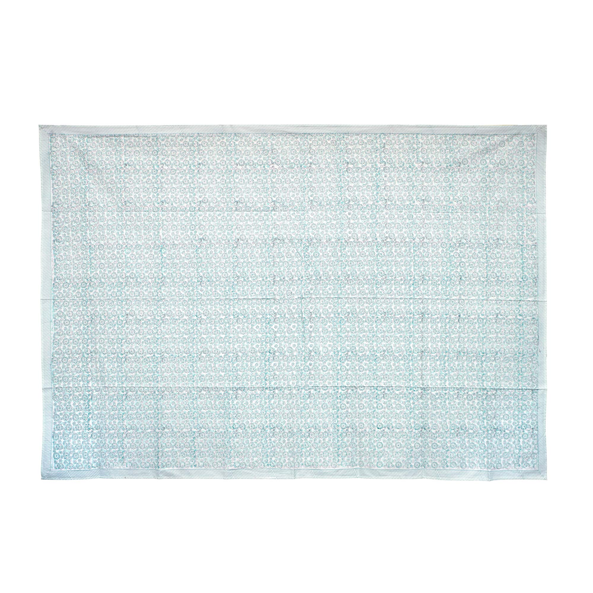 Tischdecke mit Blumenmuster, weiß, grau-türkis, L 220 cm, B 150 cm