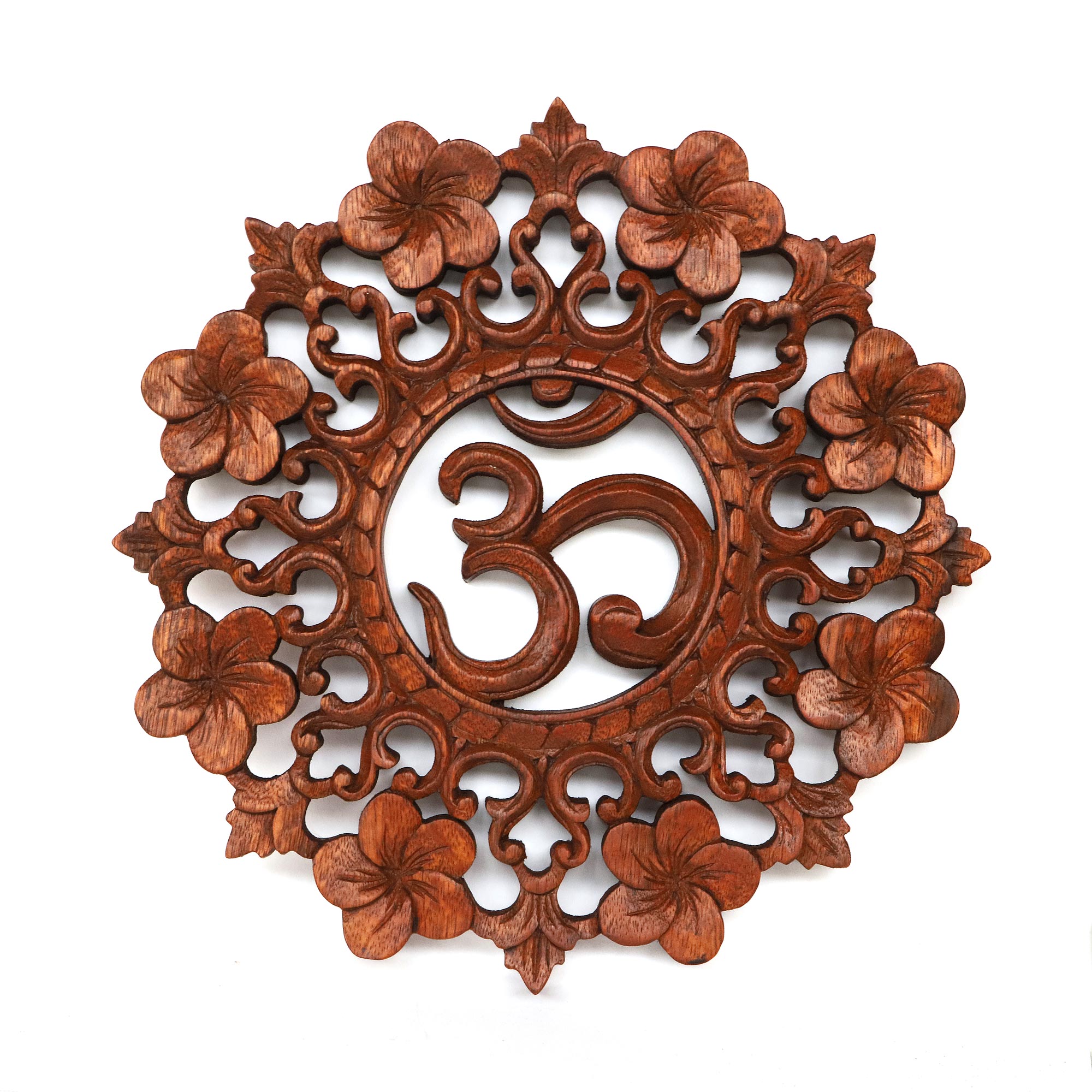 Holzrelief 'OM', handgeschnitzt, Ø 30 cm, L 2 cm