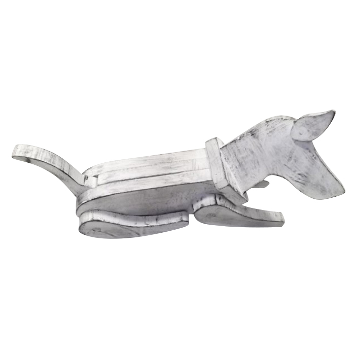 Holzhund 'Lotti', weiß, L 40 cm, B 9 cm, H 24 cm