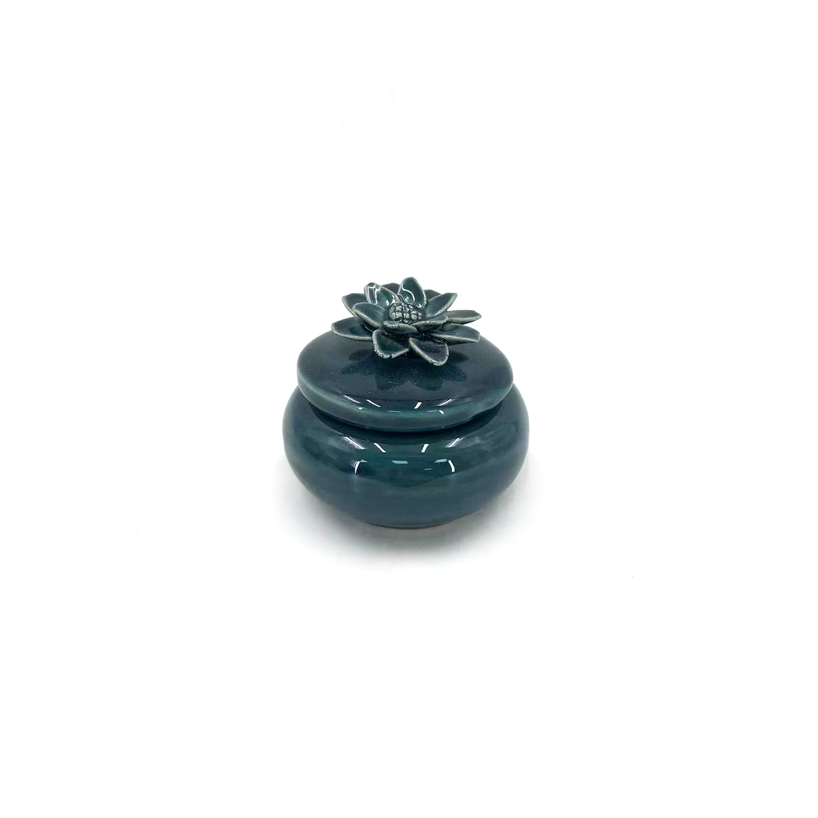 Deckelbehälter 'Remy' grünblau, Ø 7,5 cm, H 6 cm