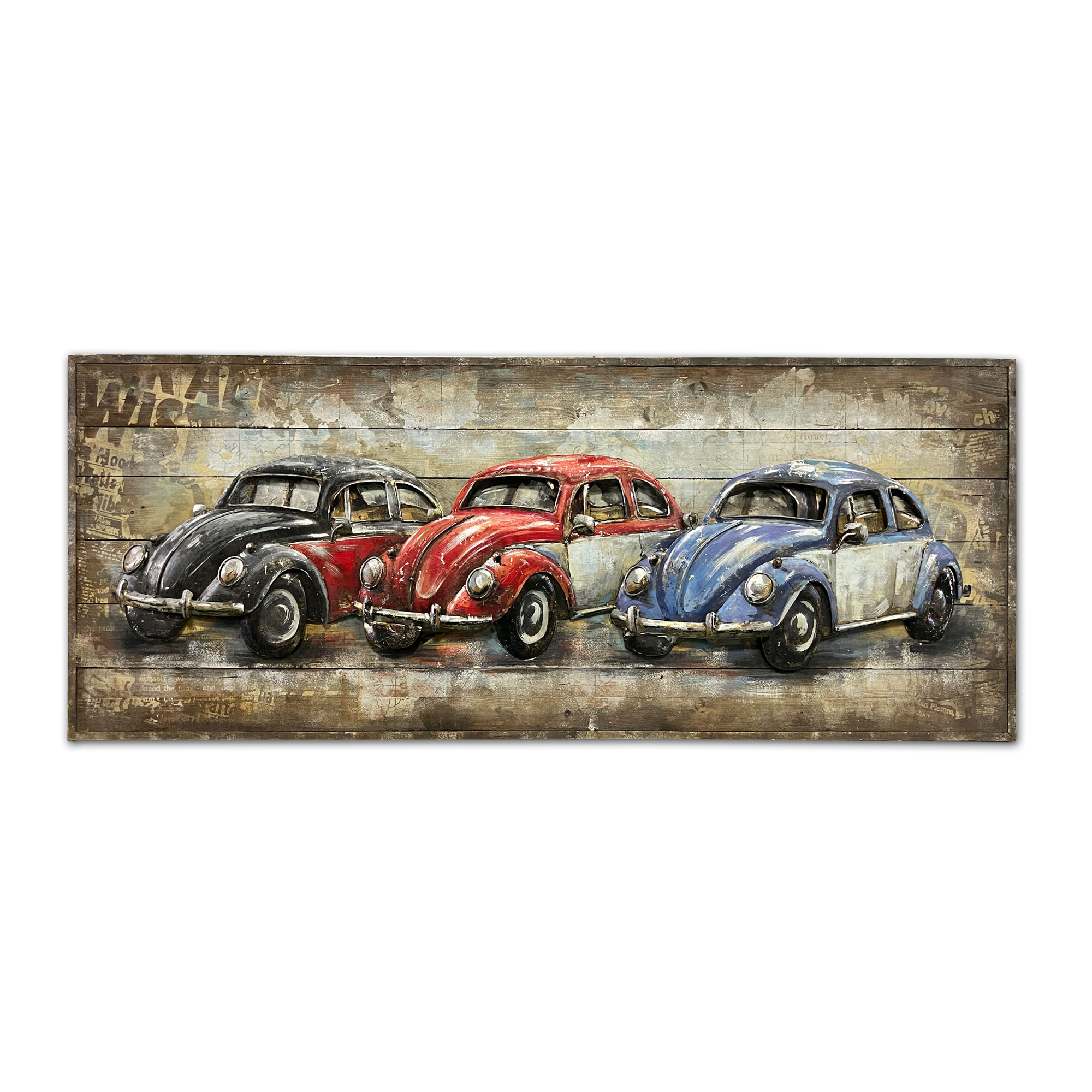 Wandbild '3 Käfer' aus Metall, multicolor, B 150 cm, H 60 cm