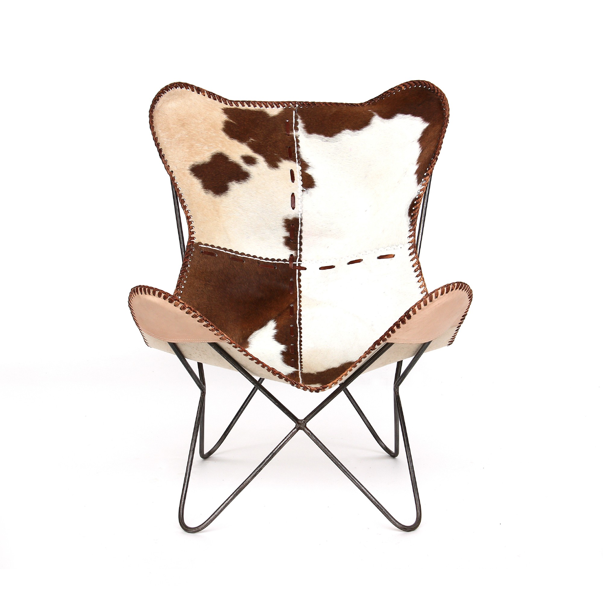 Lounger 'Mark', braun-weiß, vernickelt, T 70 cm, B 76 cm, H 92 cm