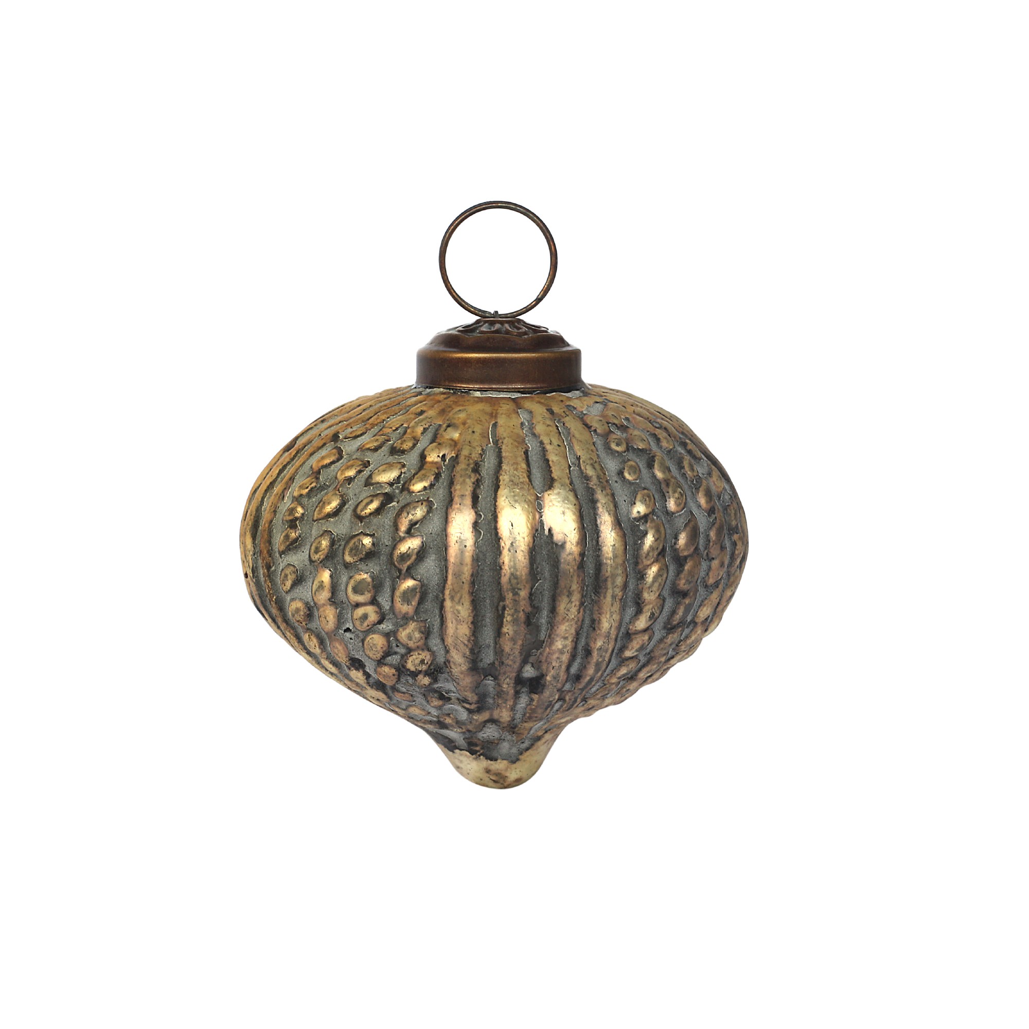 Anhänger 'Falten' aus Glas, gold, Ø 8 cm, H 8 cm