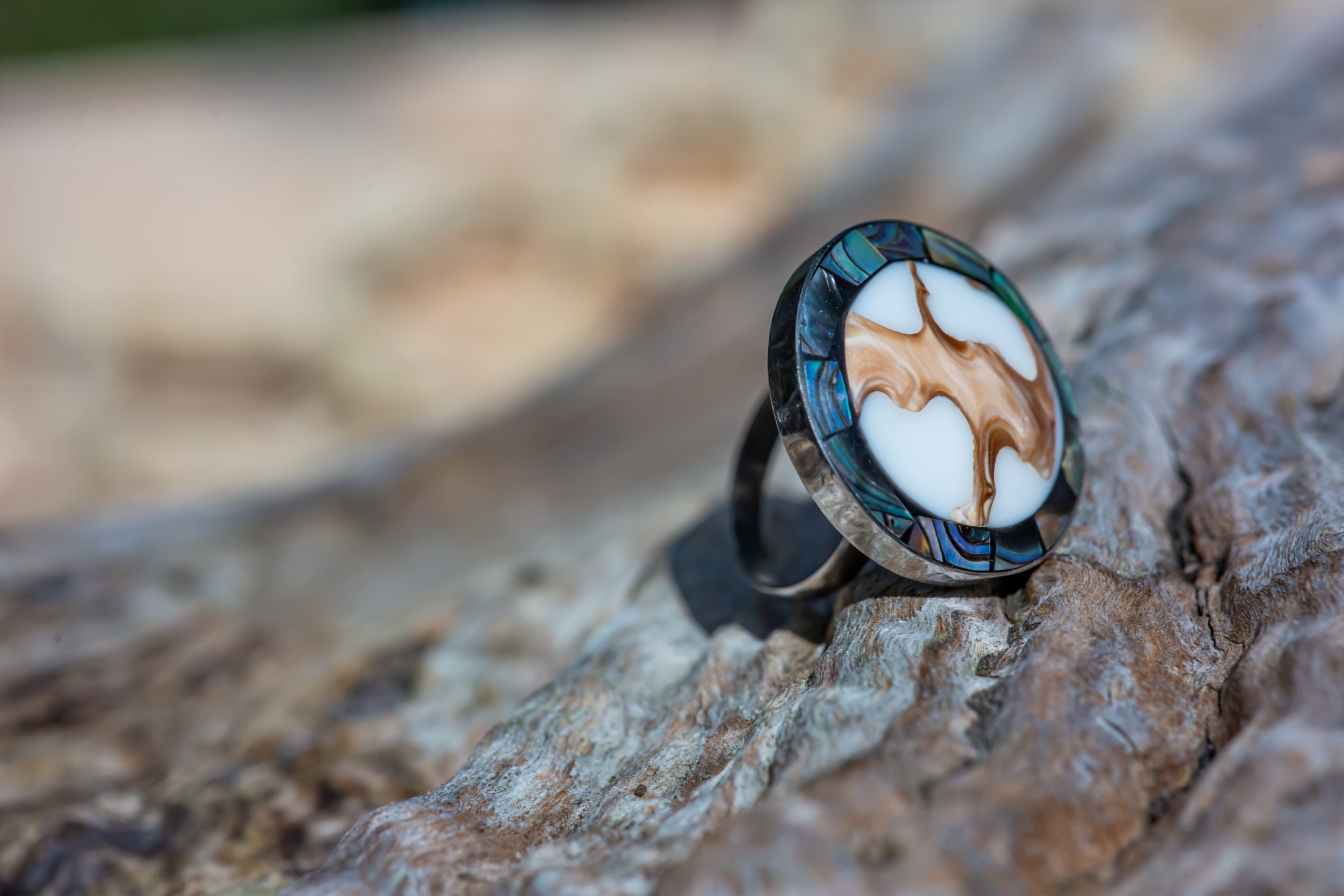 Ring 'Muschel', multicolor, Ø 2,5 cm