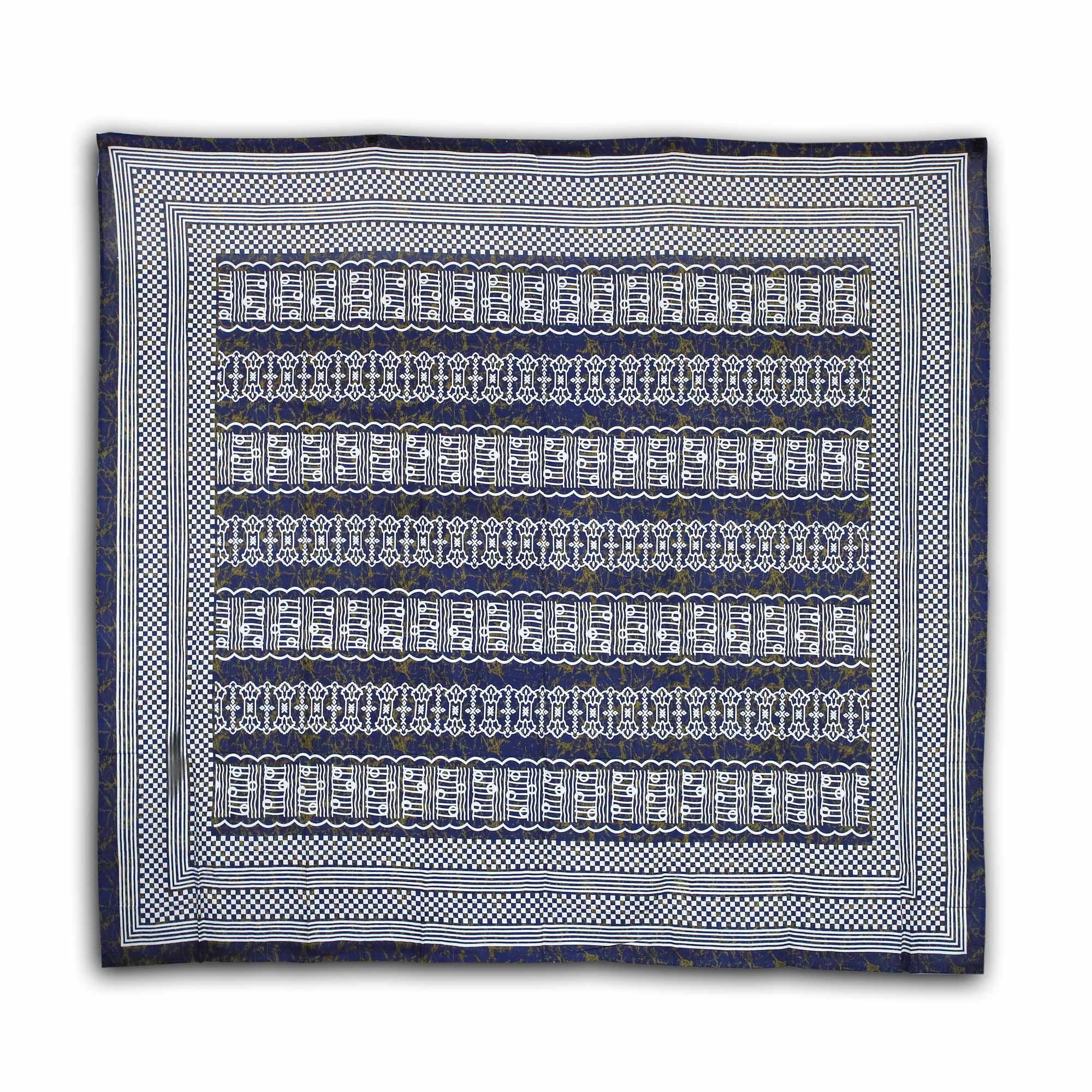 Tagesdecke 'Hukha', blau, weiß, L 240 cm, B 213 cm