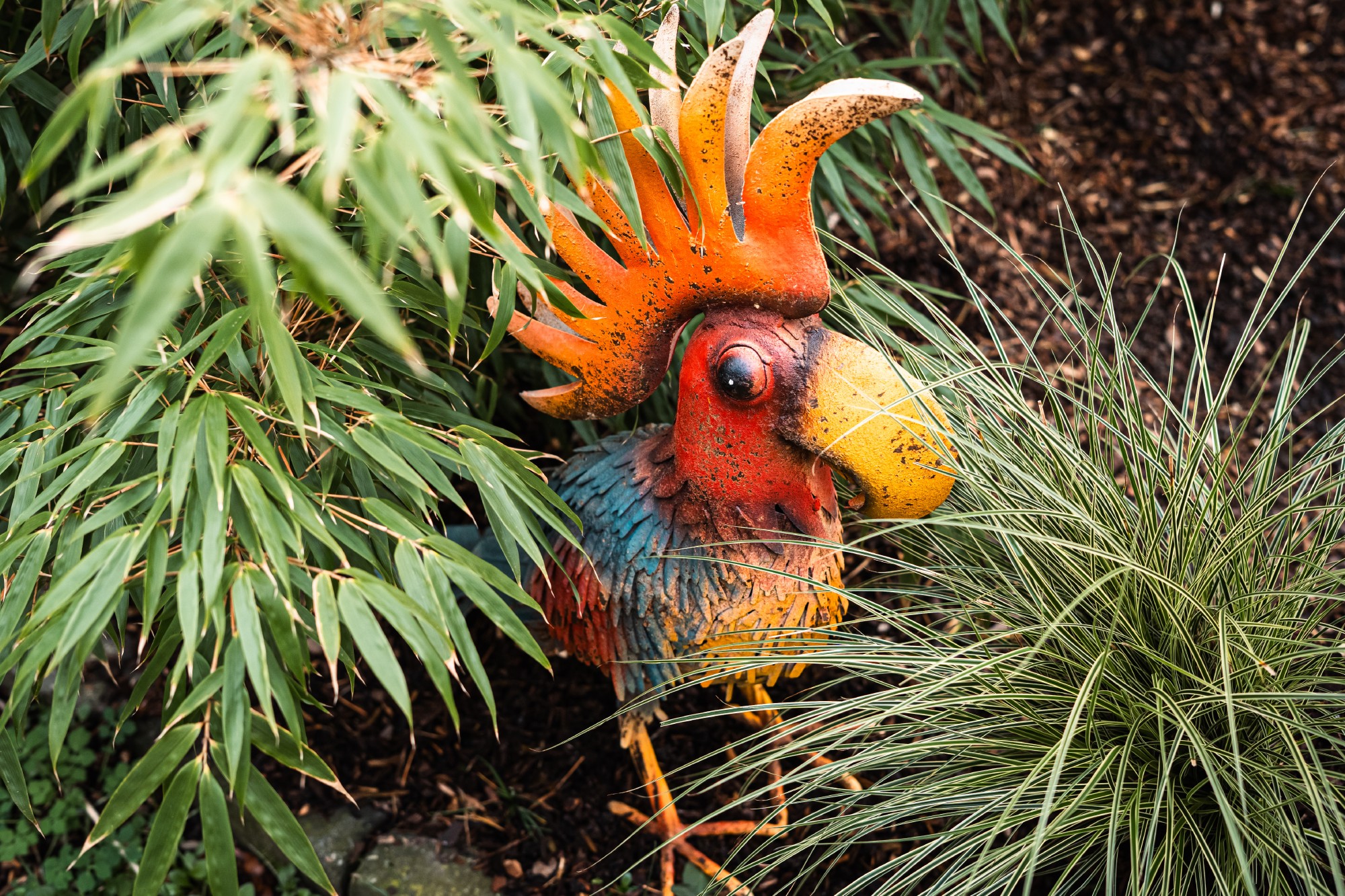 Metallskulptur 'Papagei', multicolor, H 57 cm, B 46 cm, L 20 cm