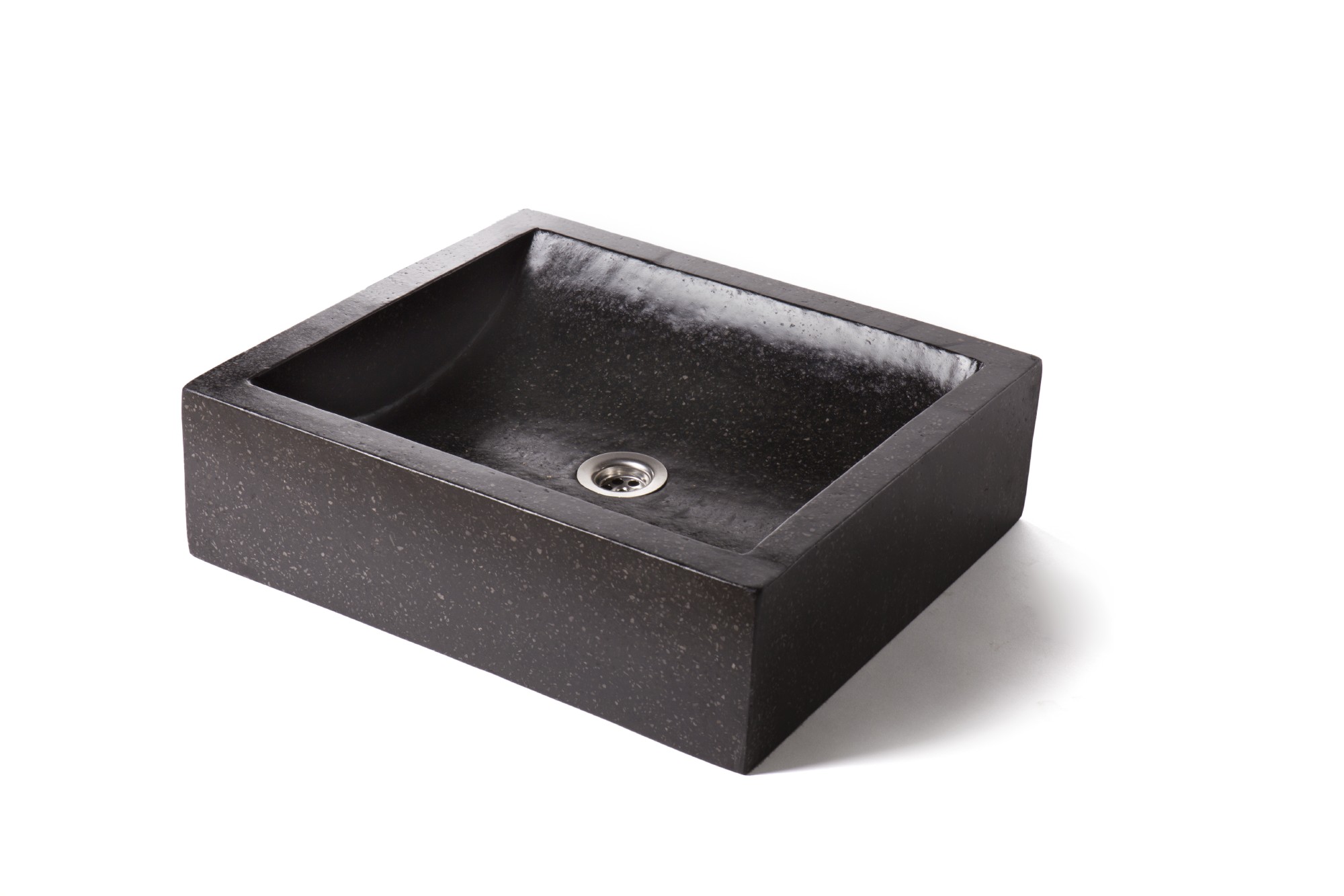 Waschbecken 'Terrazzo', schwarz, T 40 cm, B 45 cm, H 13 cm