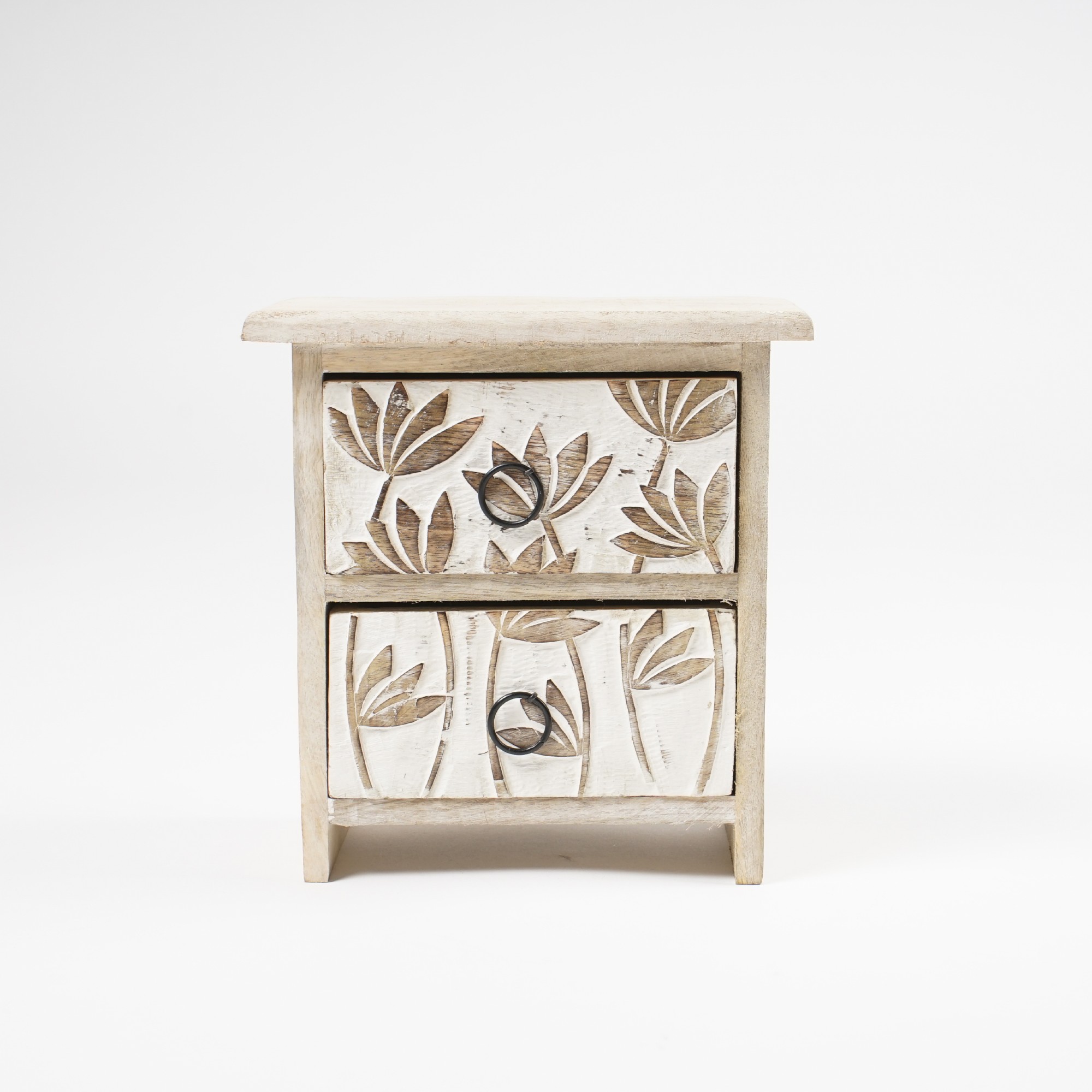 Schatulle "Lotus" mit 2 Schubladen, braun/weiß, H 22 cm, B 20 cm, T 12 cm