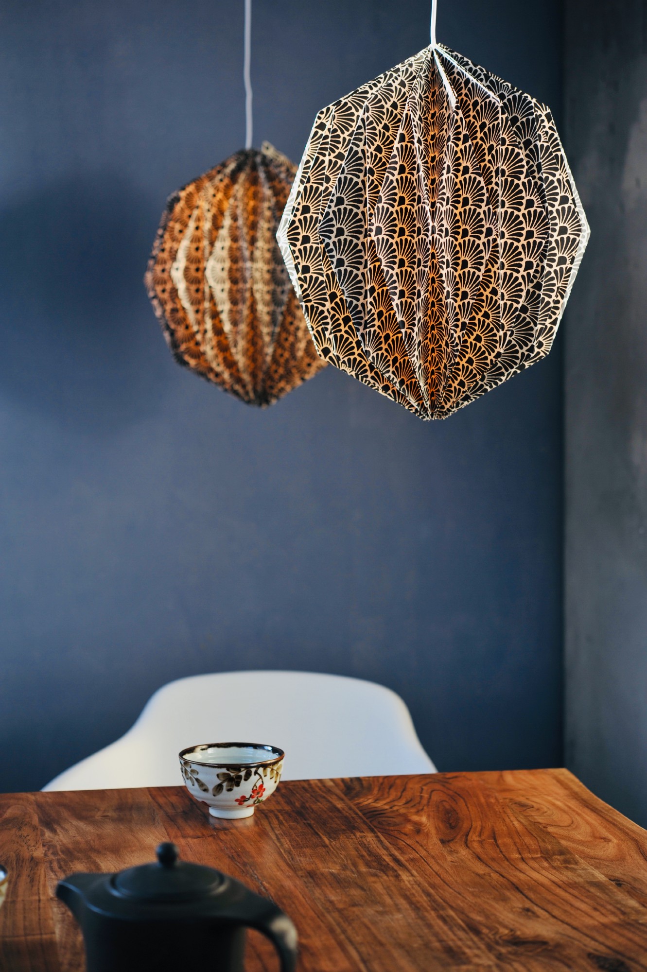 Papierlampe, schwarz, weiß, Ø 32 cm, H 39 cm