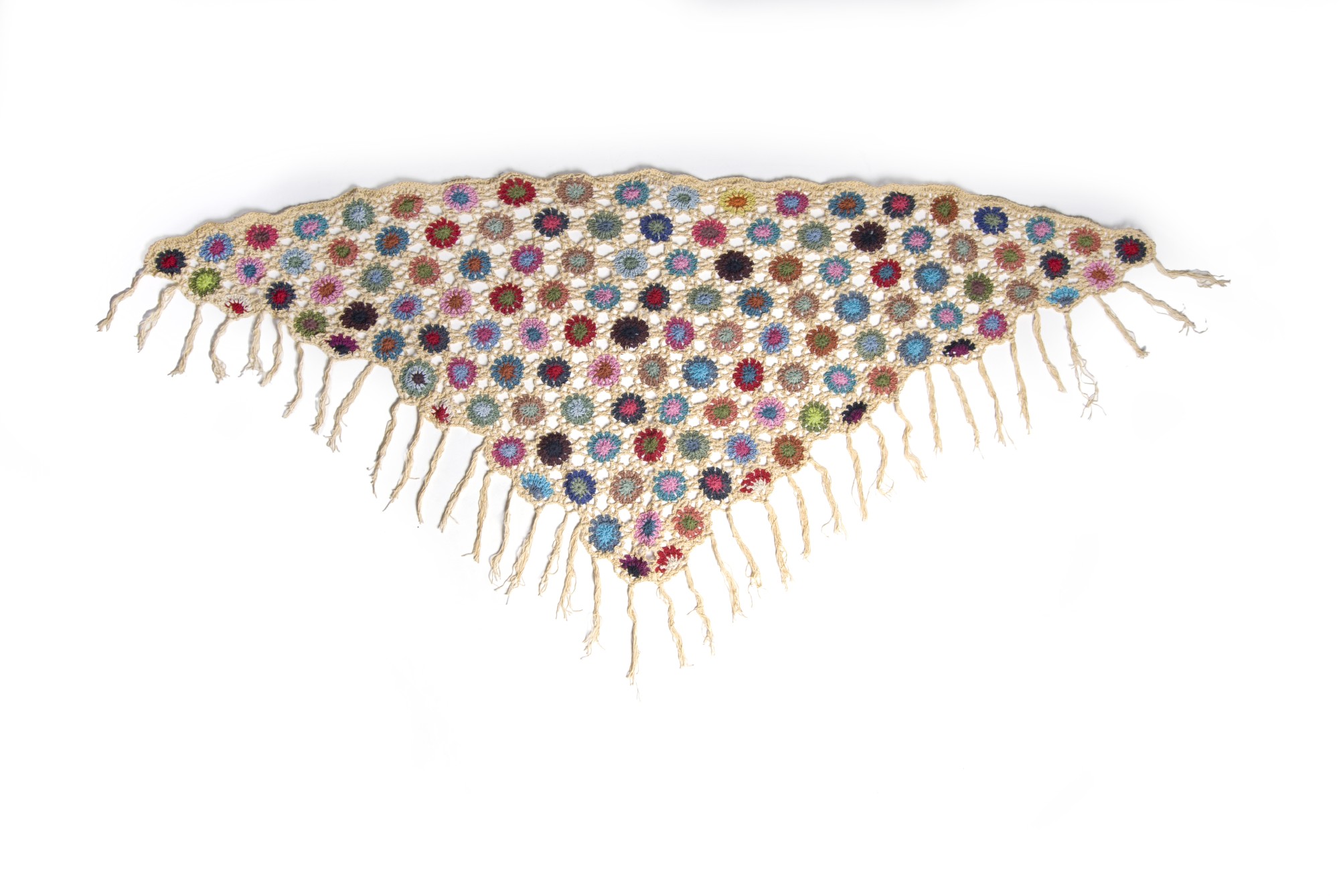 Dreieckiges Häkeltuch, beige/multicolor, L 165 cm, B 85 cm