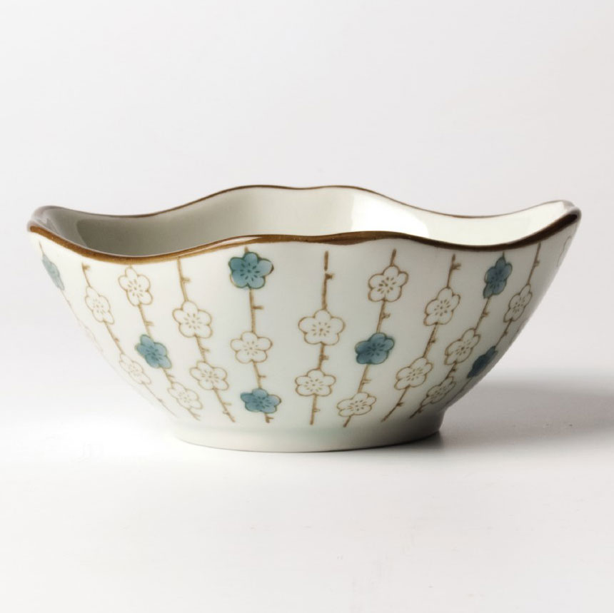 Schale 'Blumenkette', blau-braun, Ø 11,5 cm, H 5 cm
