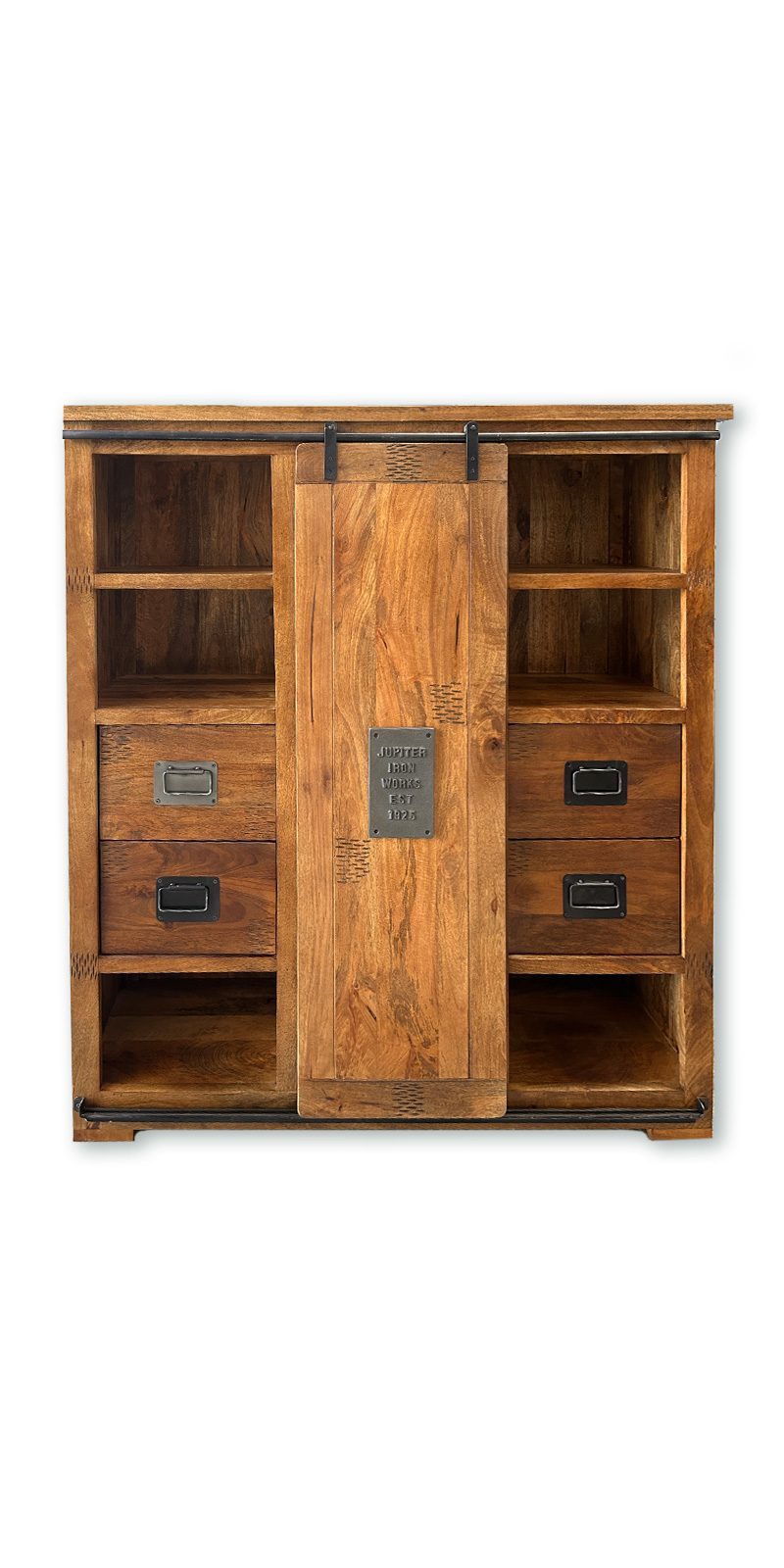 Highboard aus Mangoholz, B 140 cm, H 150 cm, T 45 cm