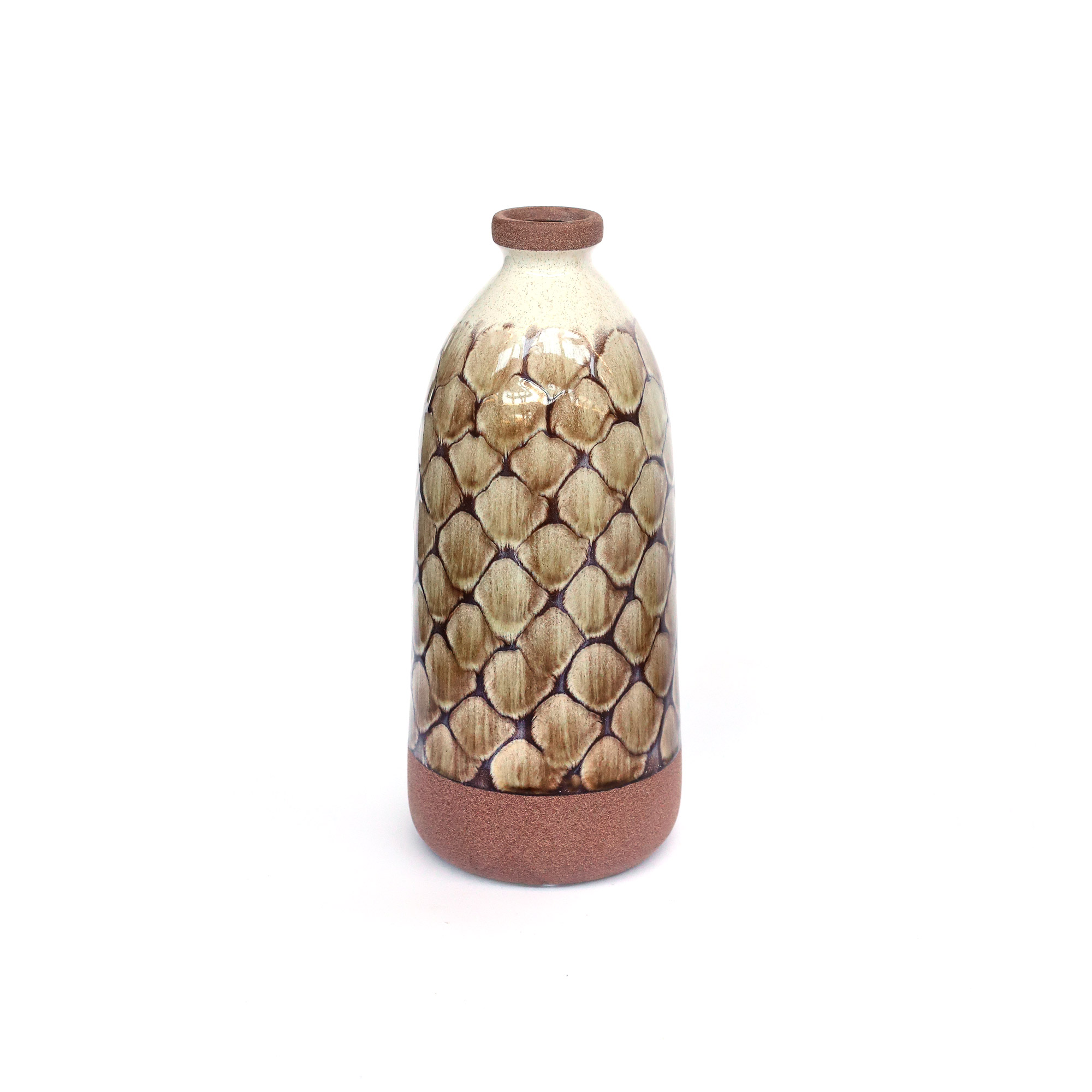 Keramikvase 'Peades', braun-weiß, H 35,5 cm, Ø 15,5 cm