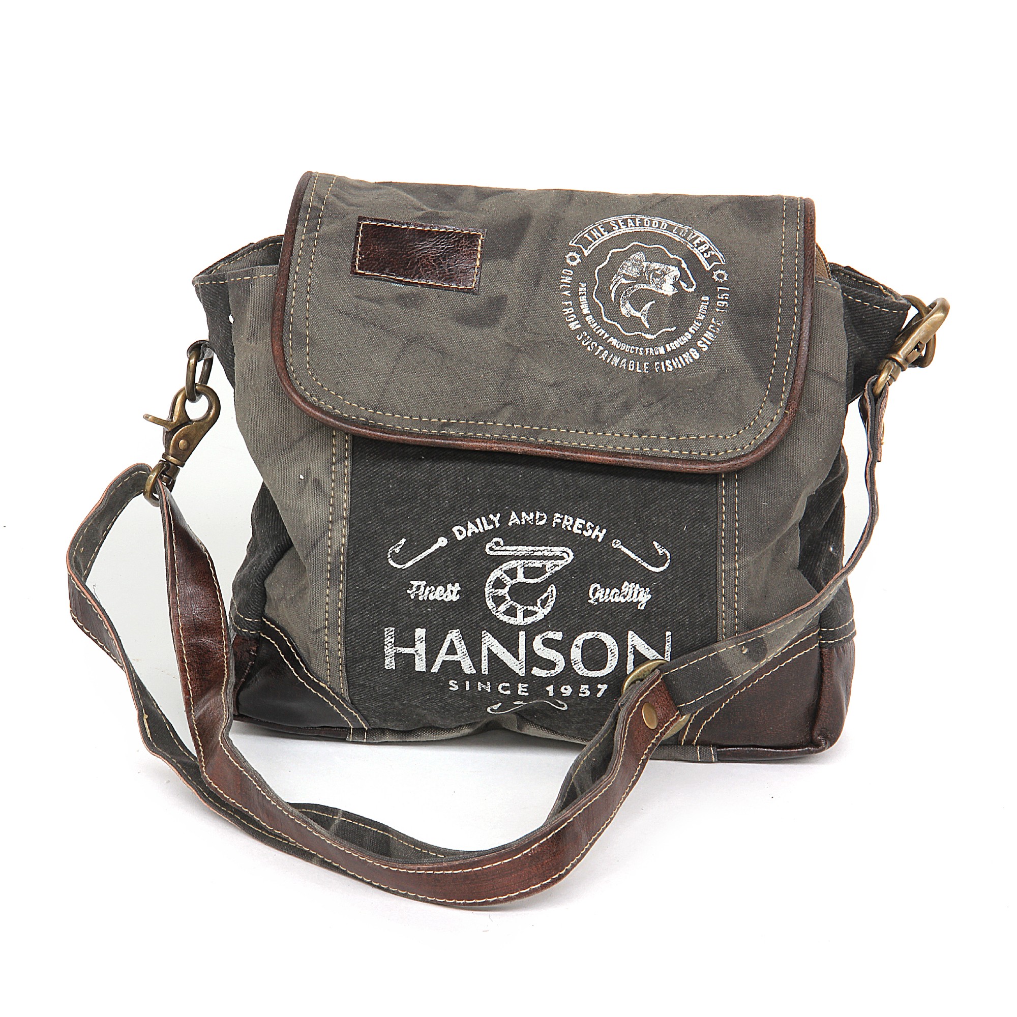 Umhängetasche 'Hanson', khaki, T 9cm, B 28cm, H 24cm
